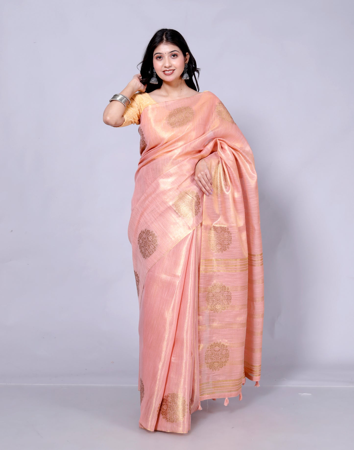 Pure Handloom Tissue Silk Zari Motif Saree