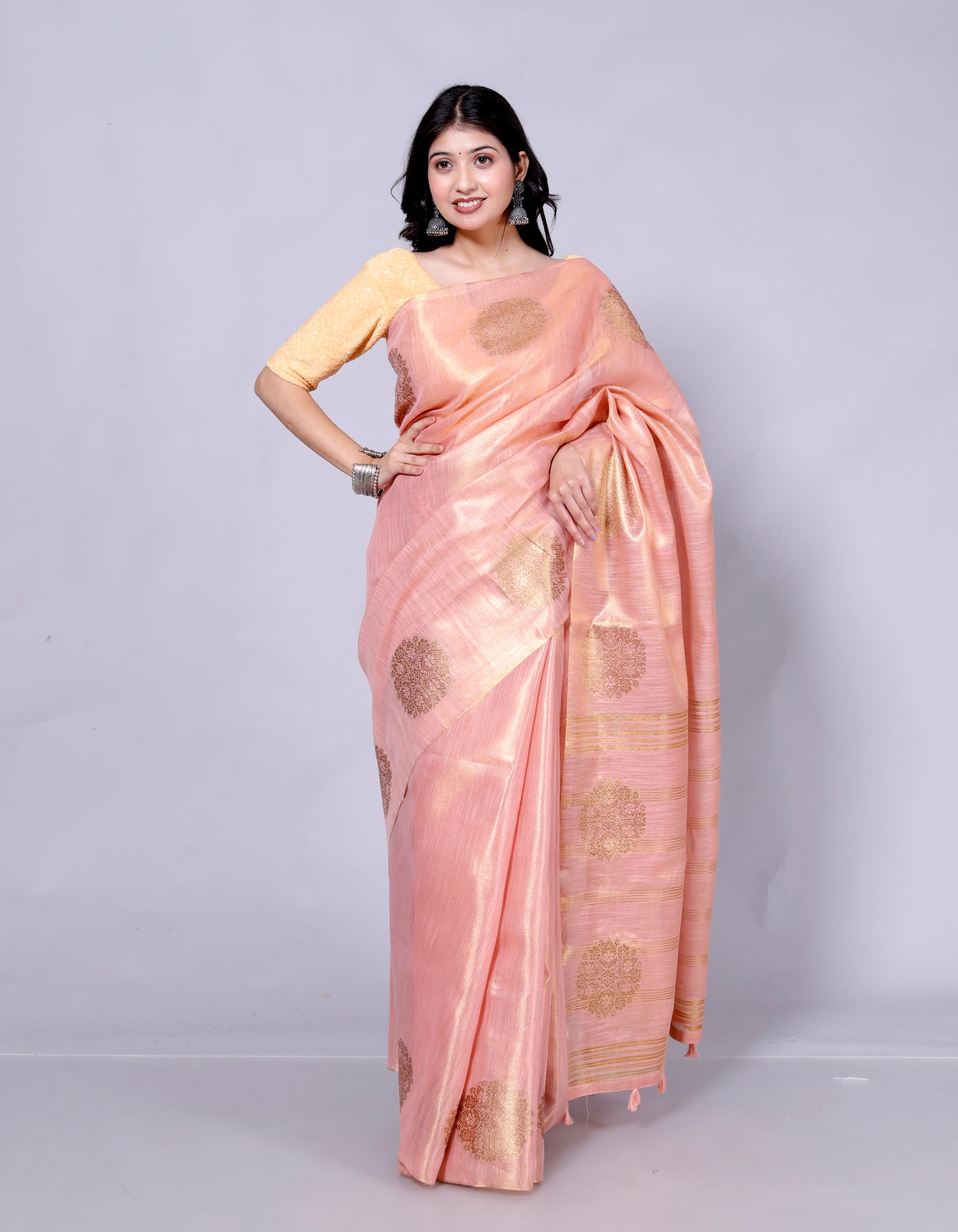 Pure Handloom Tissue Silk Zari Motif Saree