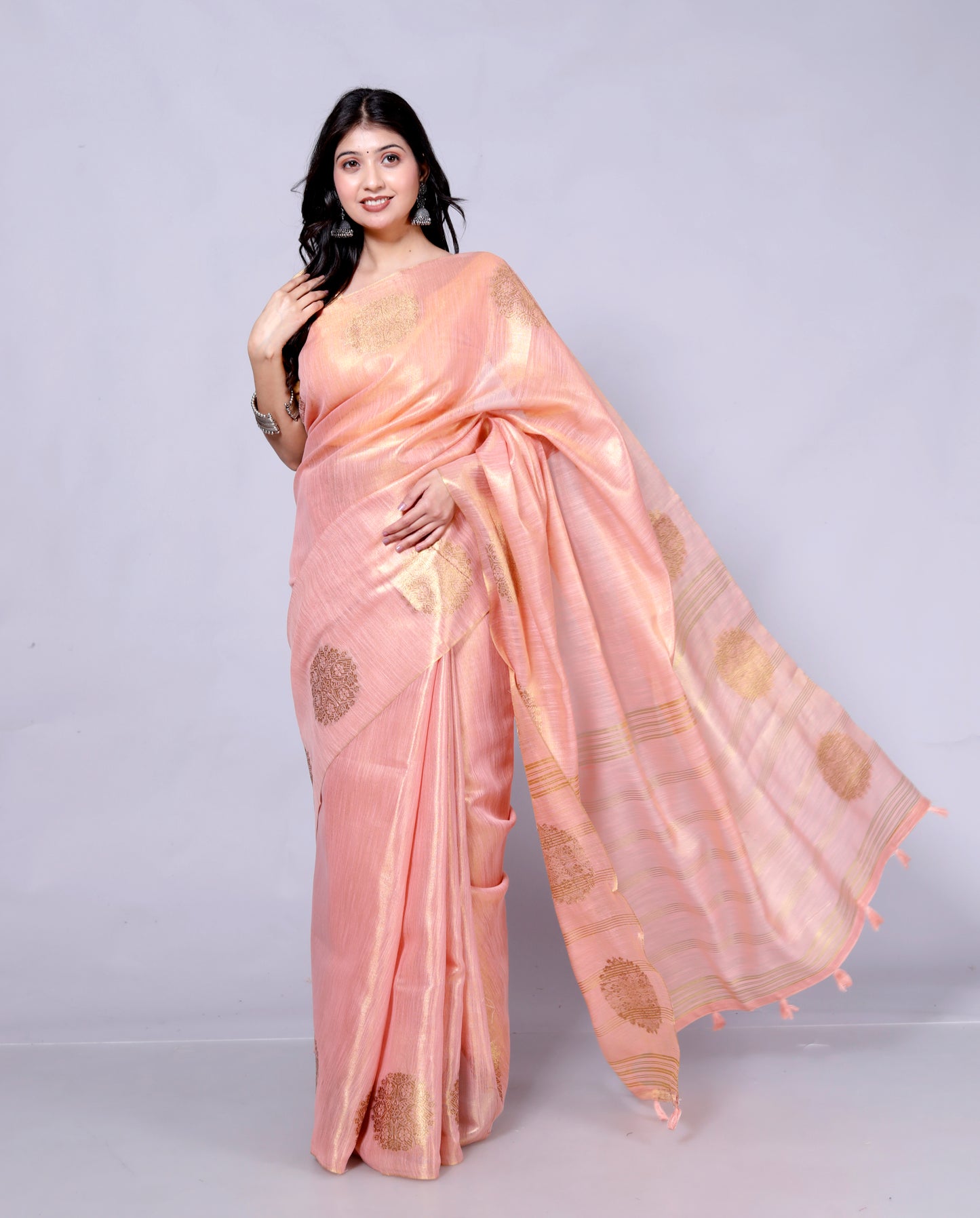 Pure Handloom Tissue Silk Zari Motif Saree