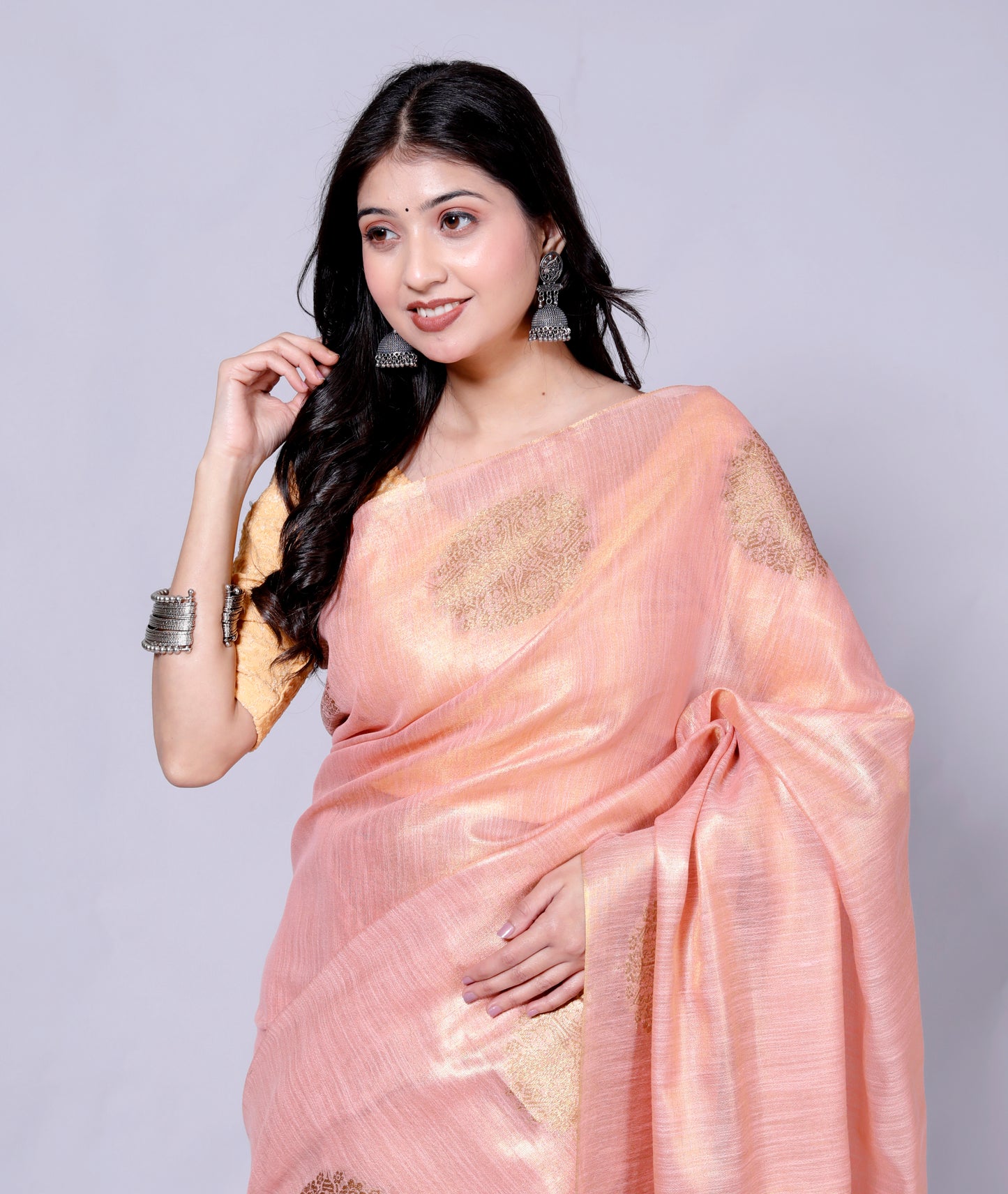Pure Handloom Tissue Silk Zari Motif Saree