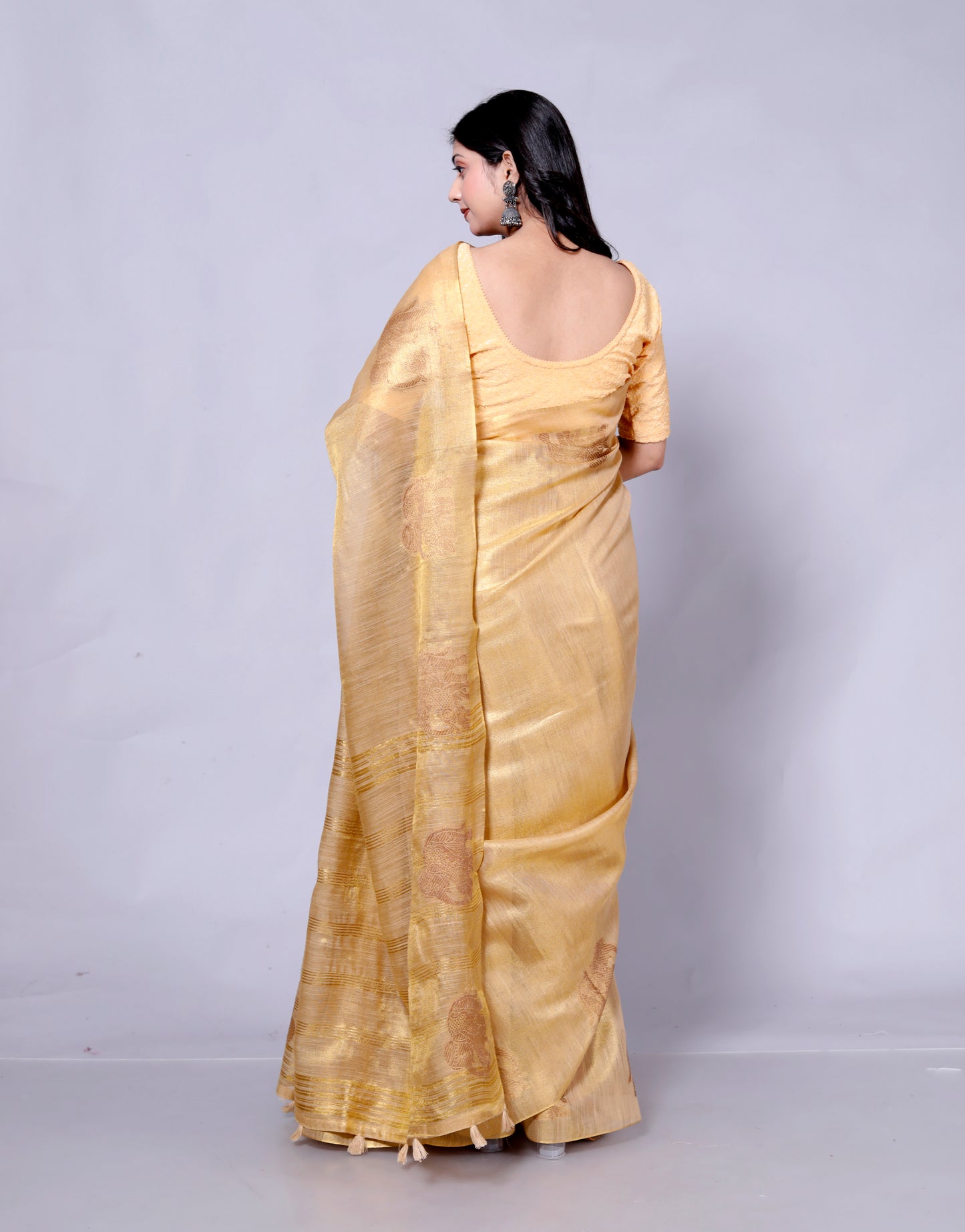 Pure Handloom Tissue Silk Zari Motif Saree