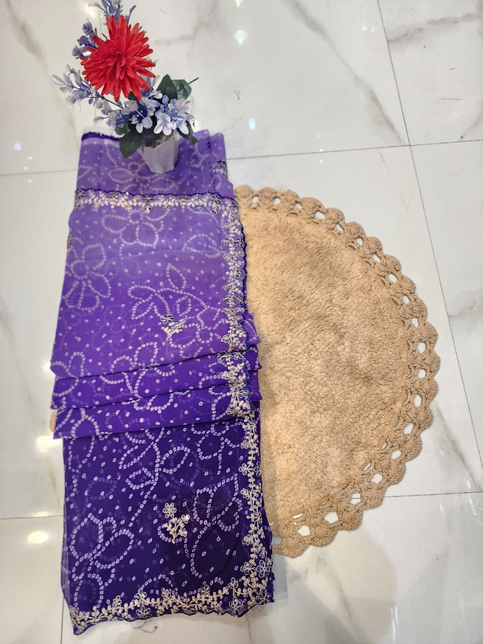FESTIVAL SPECIAL BANDHEJ SAREE WITH PITTEN WORK BY SKFBHOLUBHAI