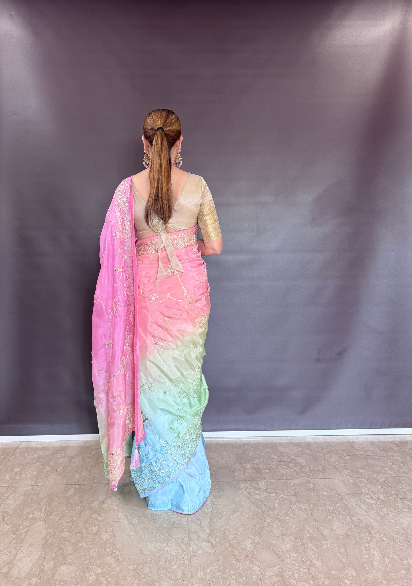 HO SILK OMBRE DYE KHACHA GOTTA JAAL WORK SAREE BY SKFBHOLUBHAI