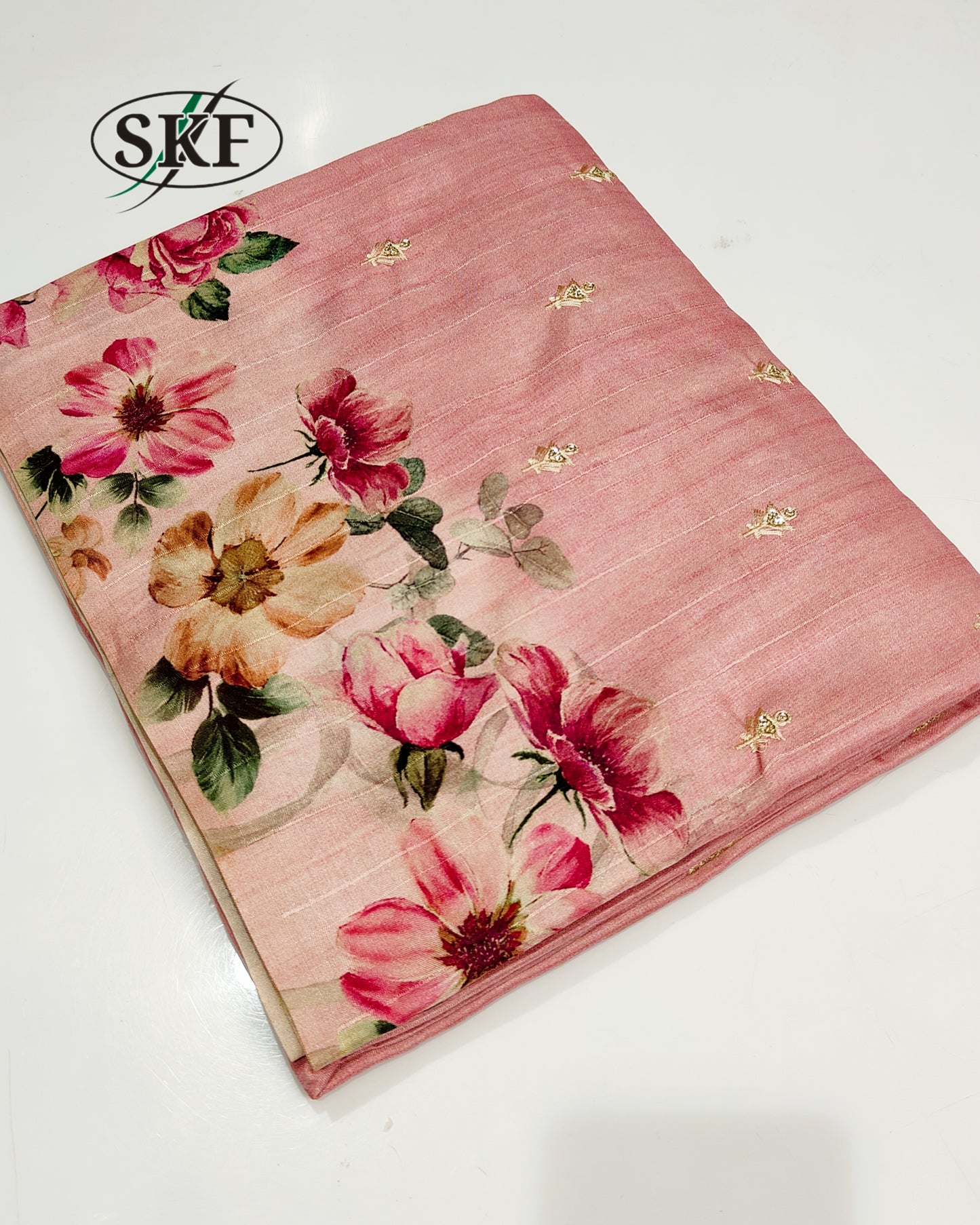 Pure Digital Raw Silk Embroidery Saree