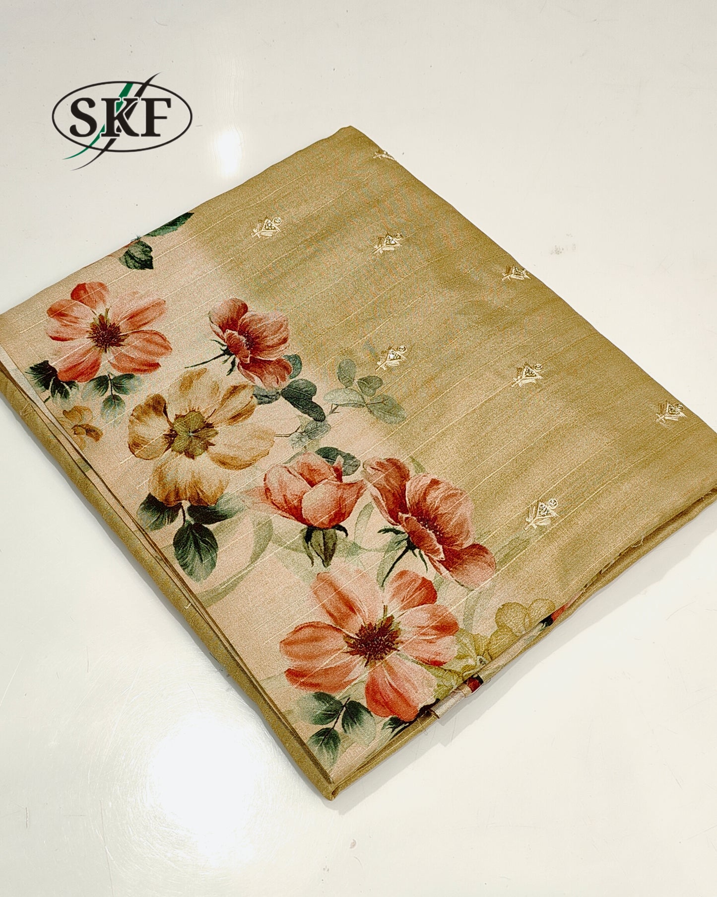 Pure Digital Raw Silk Embroidery Saree