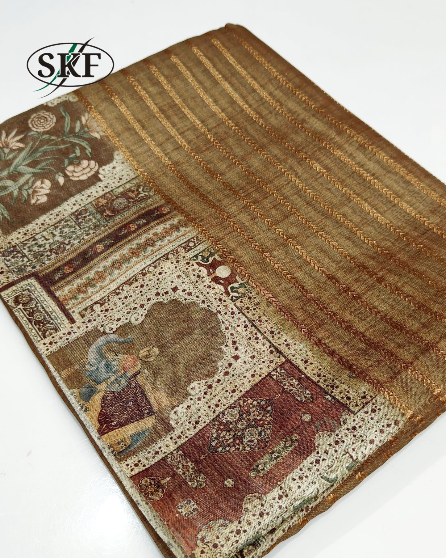 Pure Digital Linen Zari Lining Saree