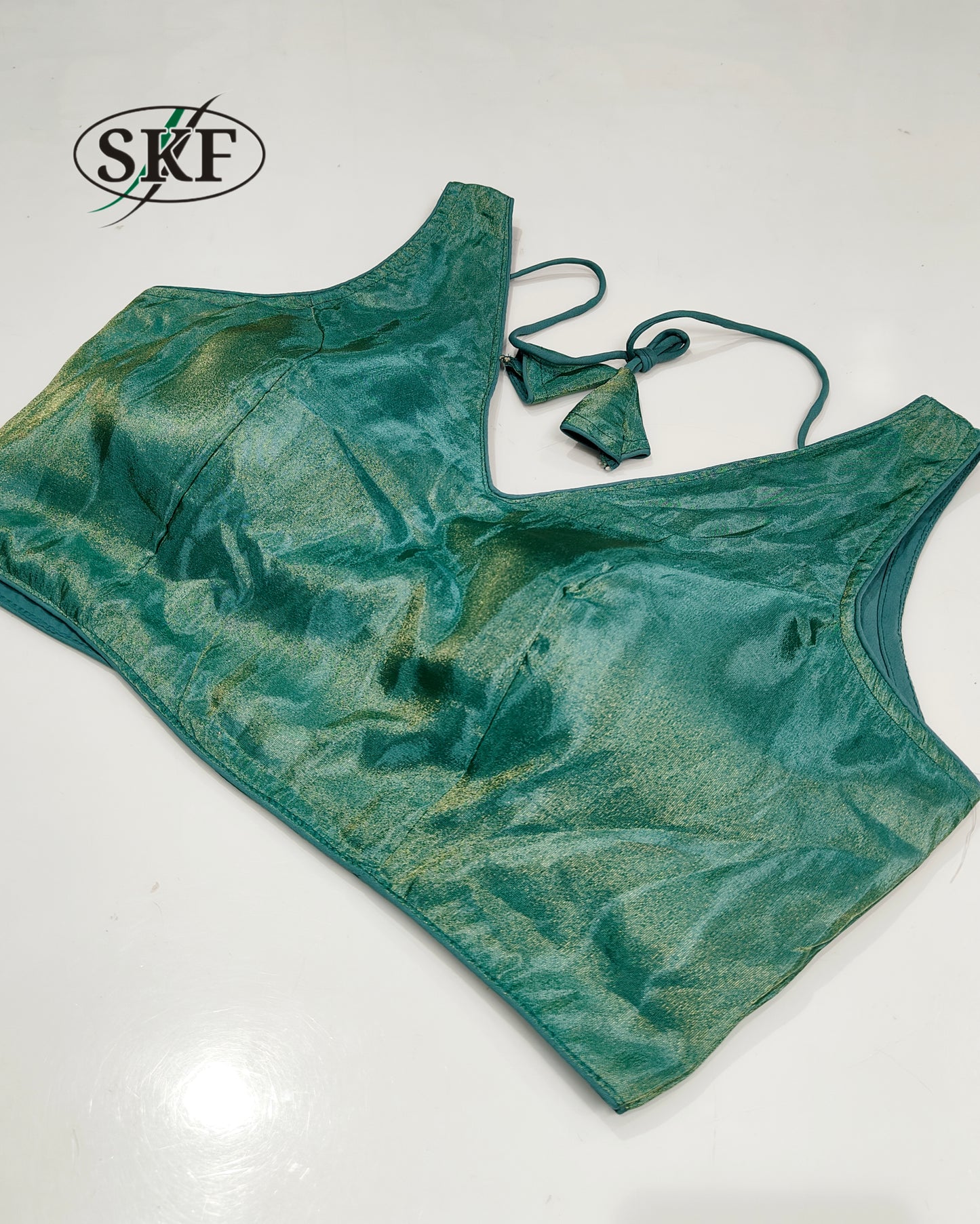 GLOSSY TISSUE PLAIN V NECK STYLE BLOUSE BY SKFBHOLUBHAI