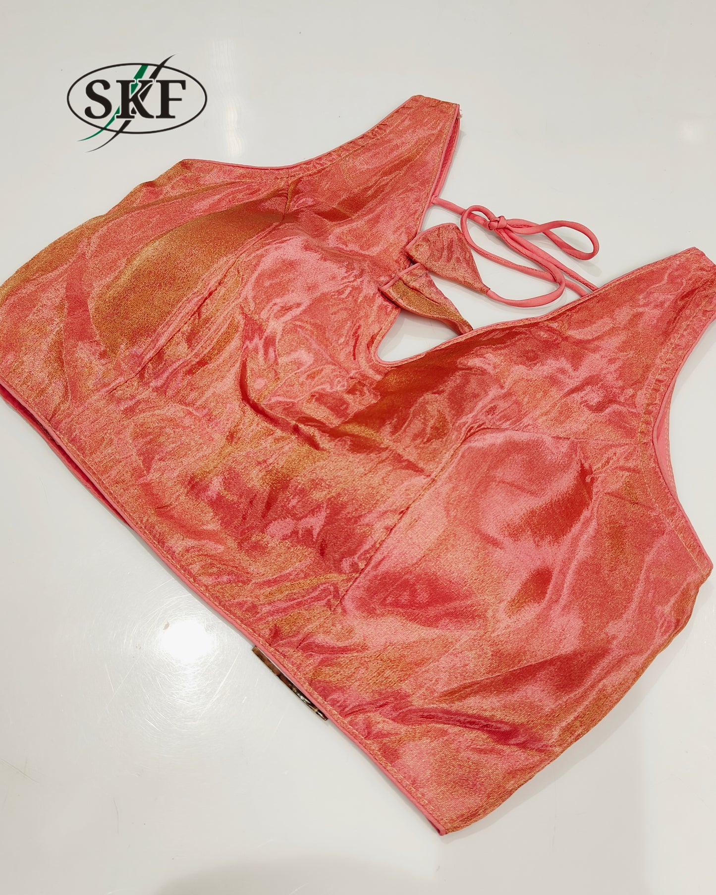 GLOSSY TISSUE PLAIN V NECK STYLE BLOUSE BY SKFBHOLUBHAI