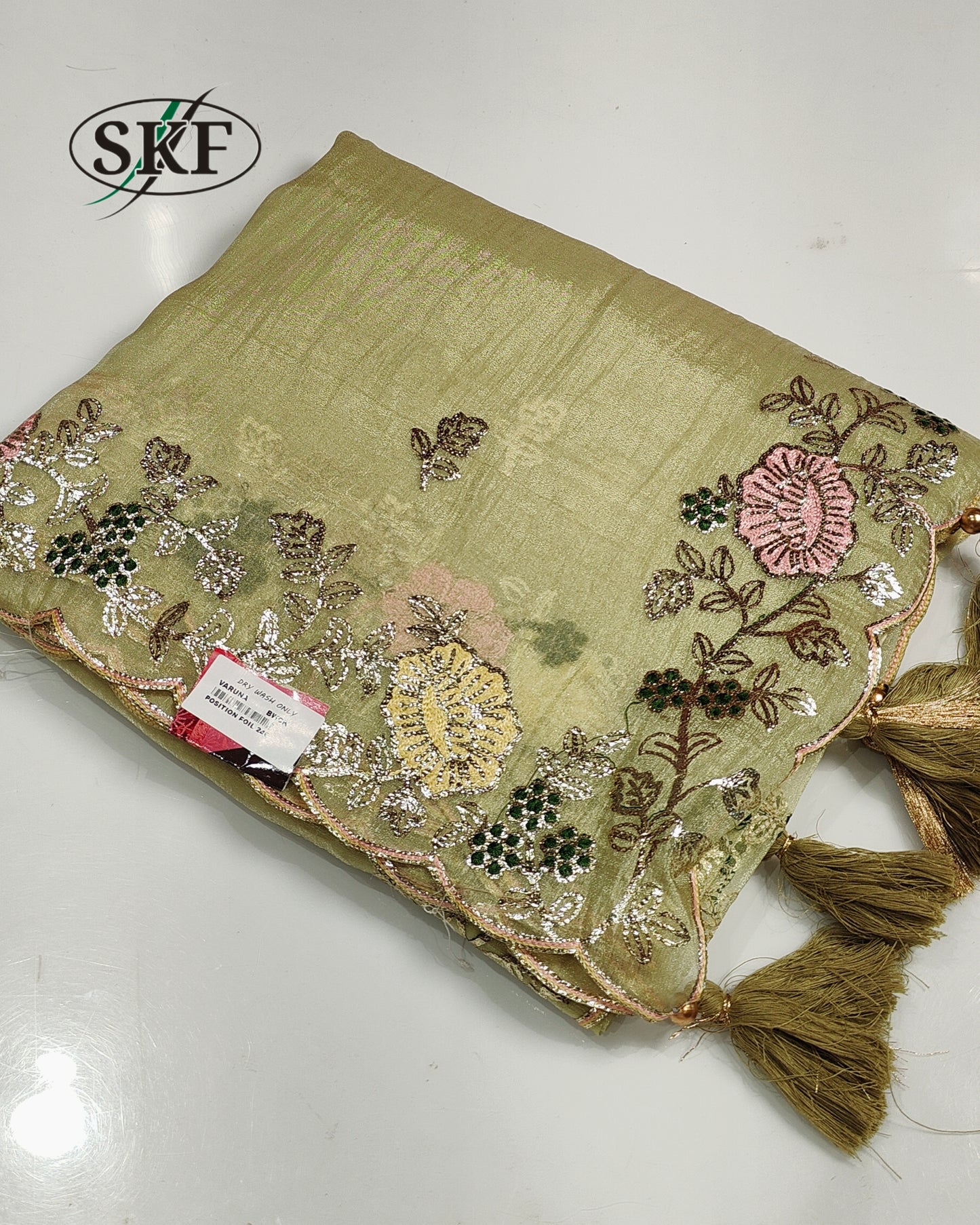 GLOSSY ORGANZA MULTI ZARI EMBROIDERY SKY BLUE SAREE BY SKFBHOLUBHAI
