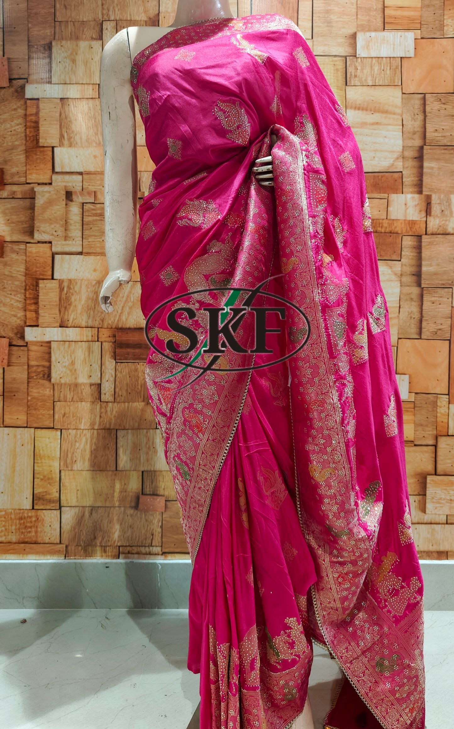 DOLA SILK SIROSKI WEAVING MOTIF WORK SAREE BY SKFBHOLUBHAI