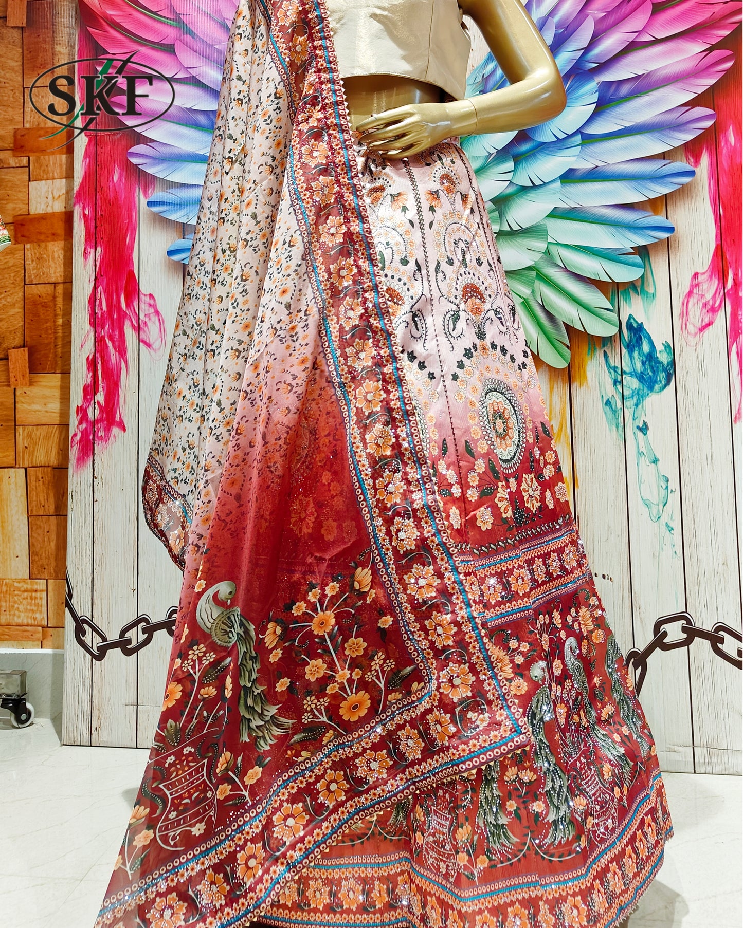 PURE SILK DIGITAL HAND DETAILING LEHNGA