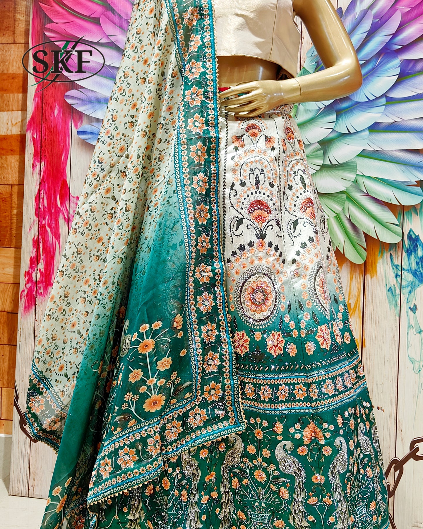 PURE SILK DIGITAL HAND DETAILING LEHNGA