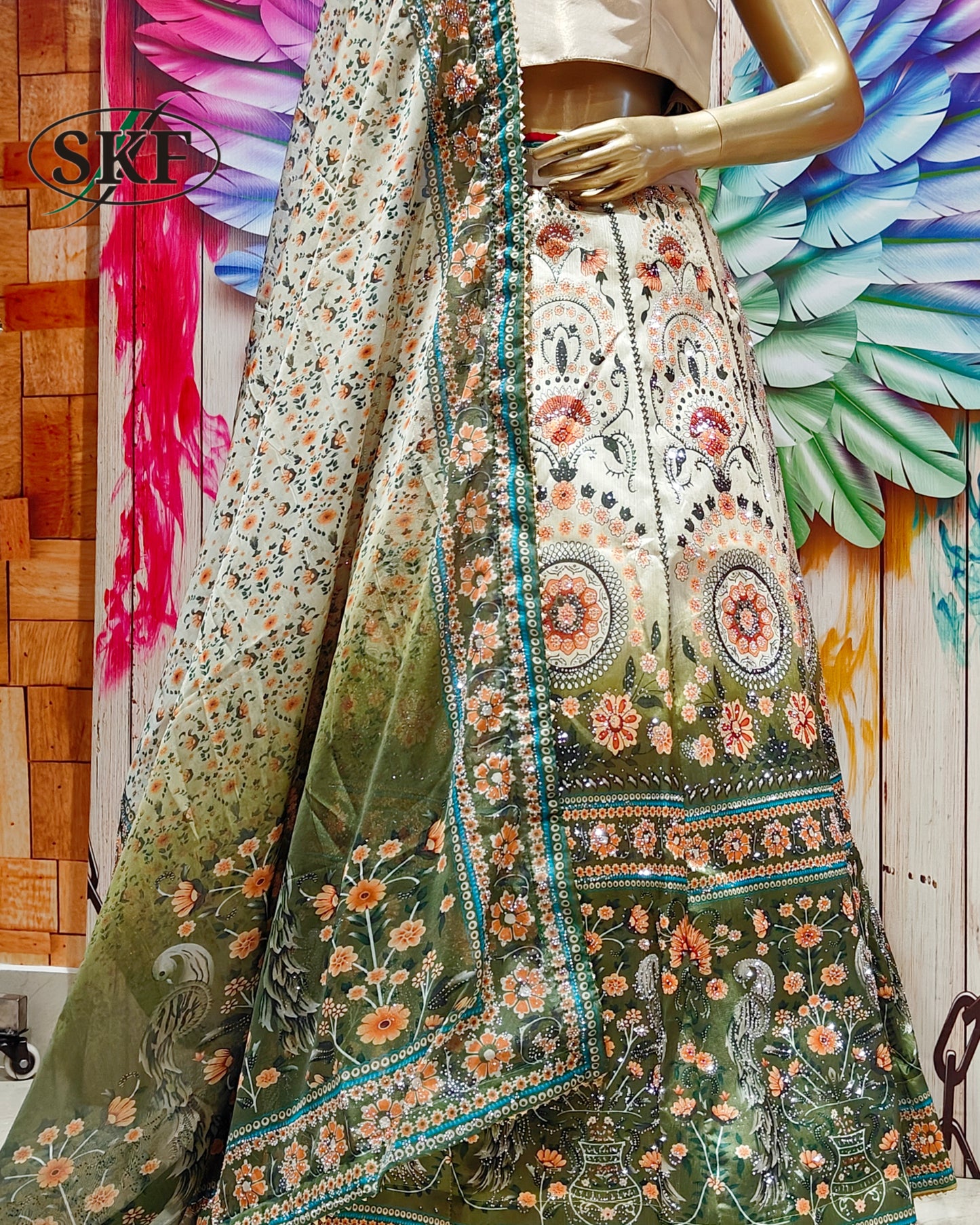 PURE SILK DIGITAL HAND DETAILING LEHNGA