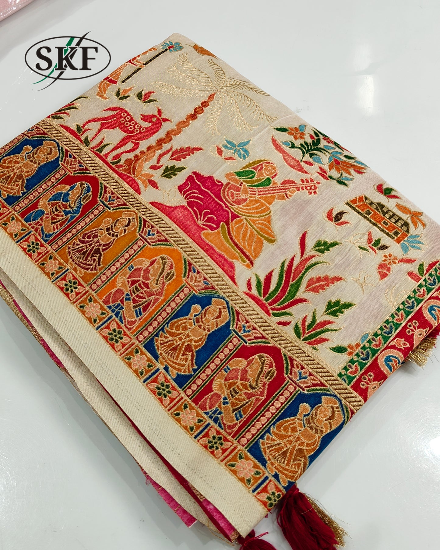 JAMDHANI SILK MULTI WEAVING ORANGE SAREE BY SKFBHOLUBHAI