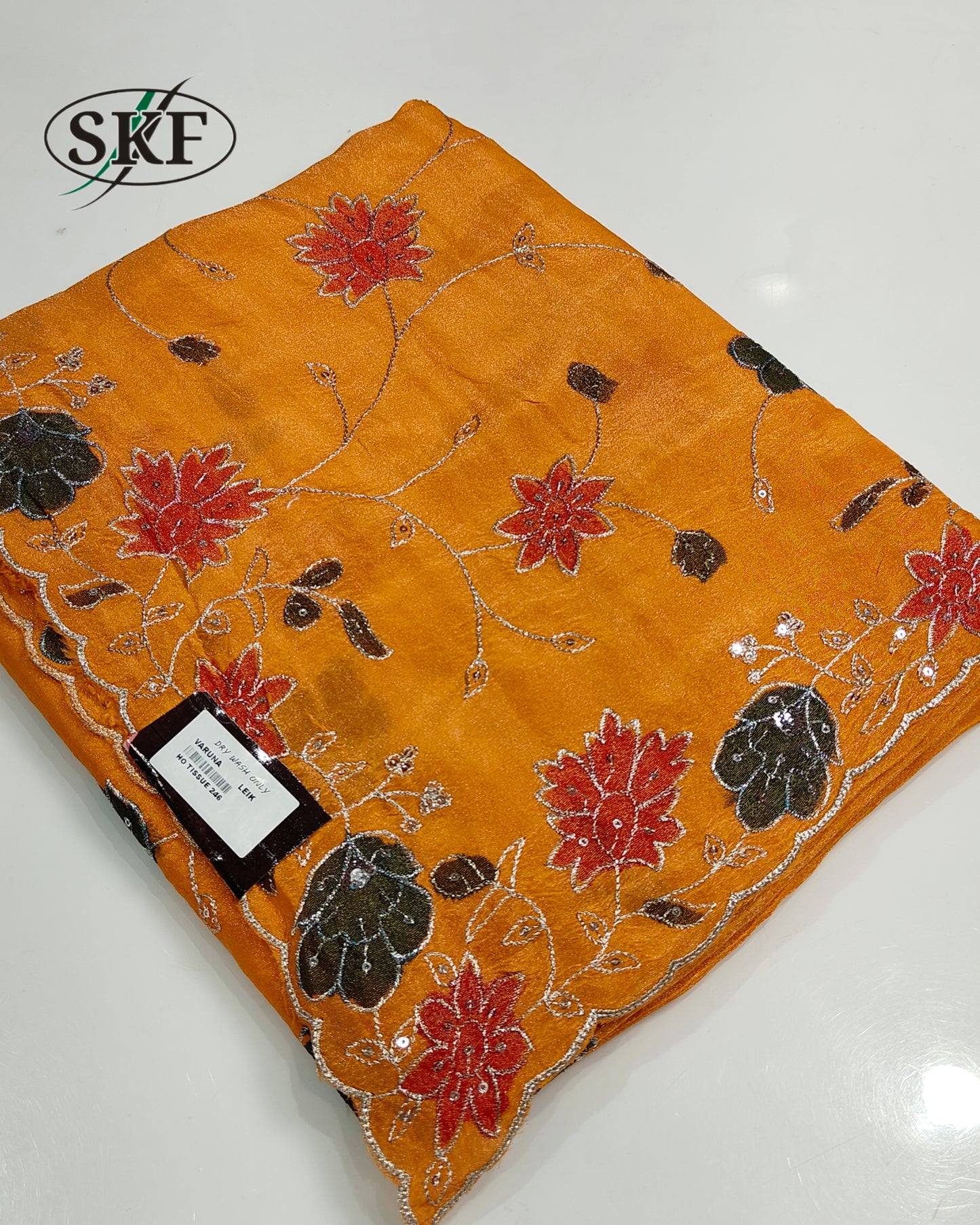 HO SILK HAND PAINTED ZARI OUTLINE VIBRANT YELLOW SAREE BY SKFBHOLUBHAI
