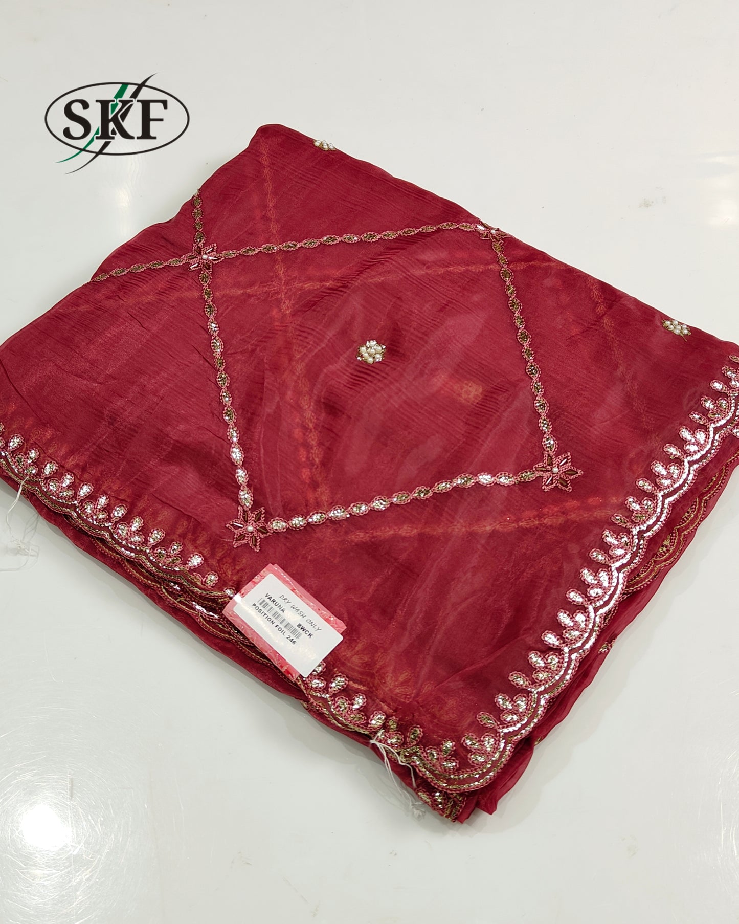 FOIL ORGANZA GOTTA HANDWORK JAAL PURPLE SAREE BY SKFBHOLUBHAI