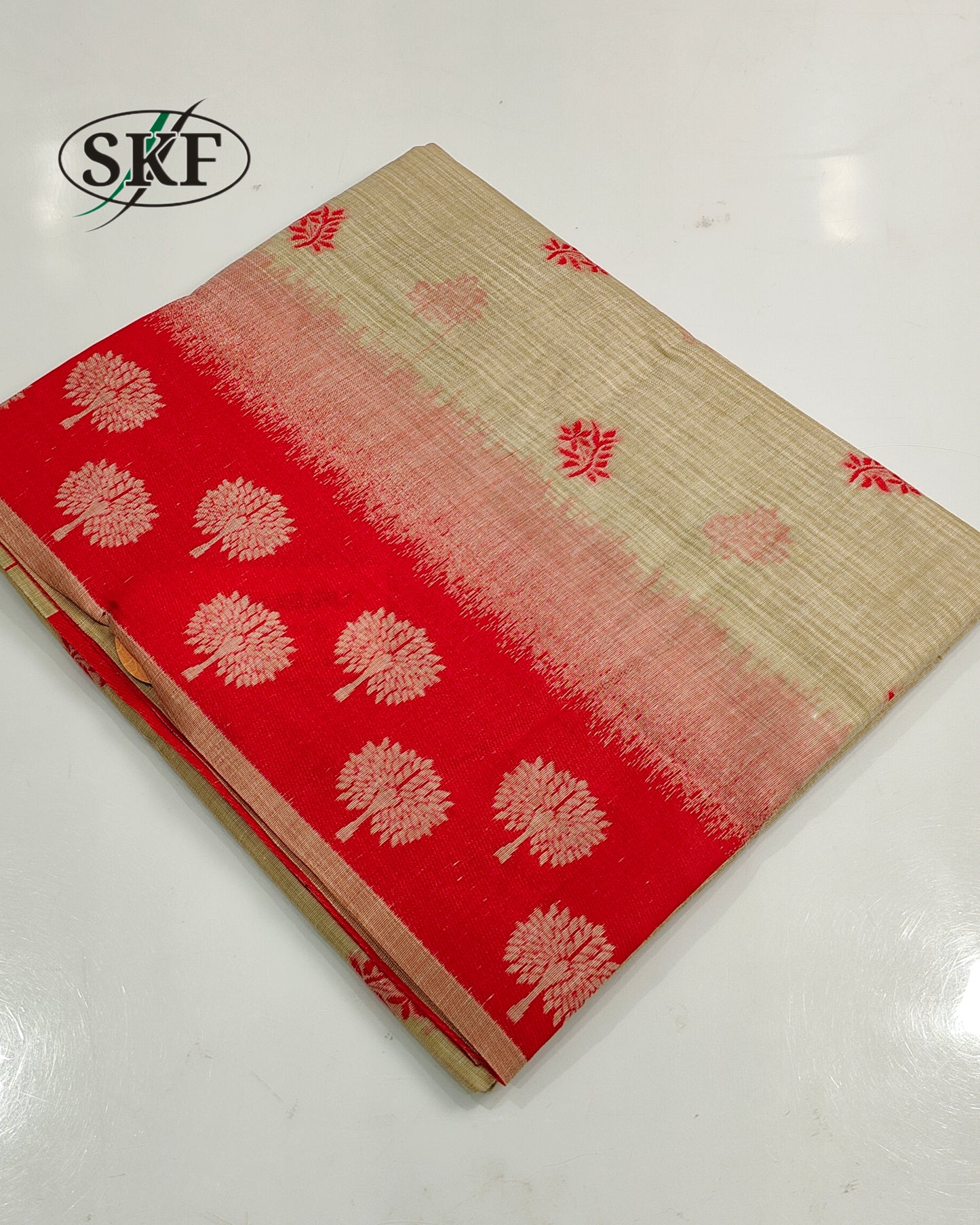 COTTON BLEND WEAVING PINK SAREE BY SKFBHOLUBHAI