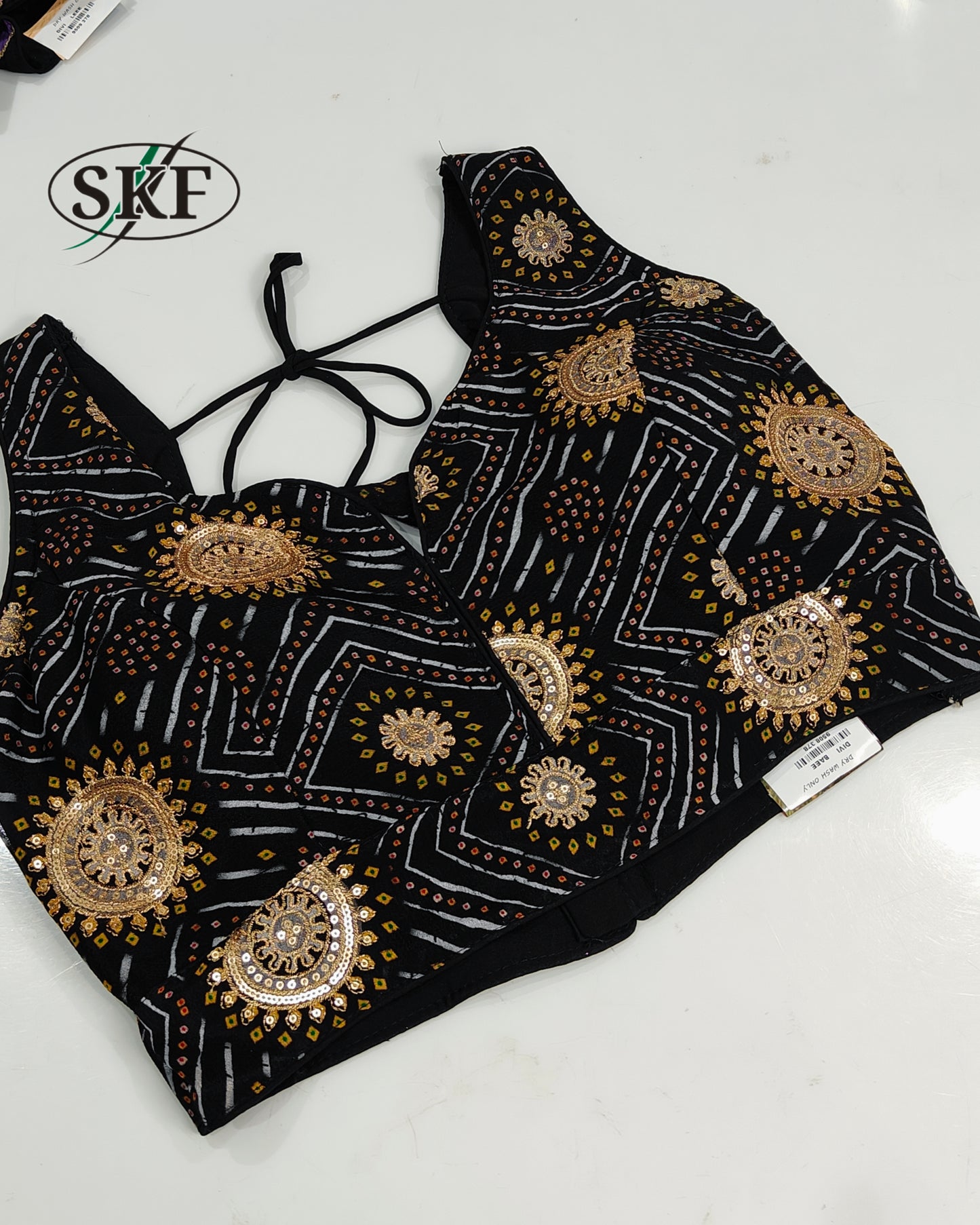 CHINON ZARI EMBROIDERY BHANDHANI BLOUSE BY SKFBHOLUBHAI