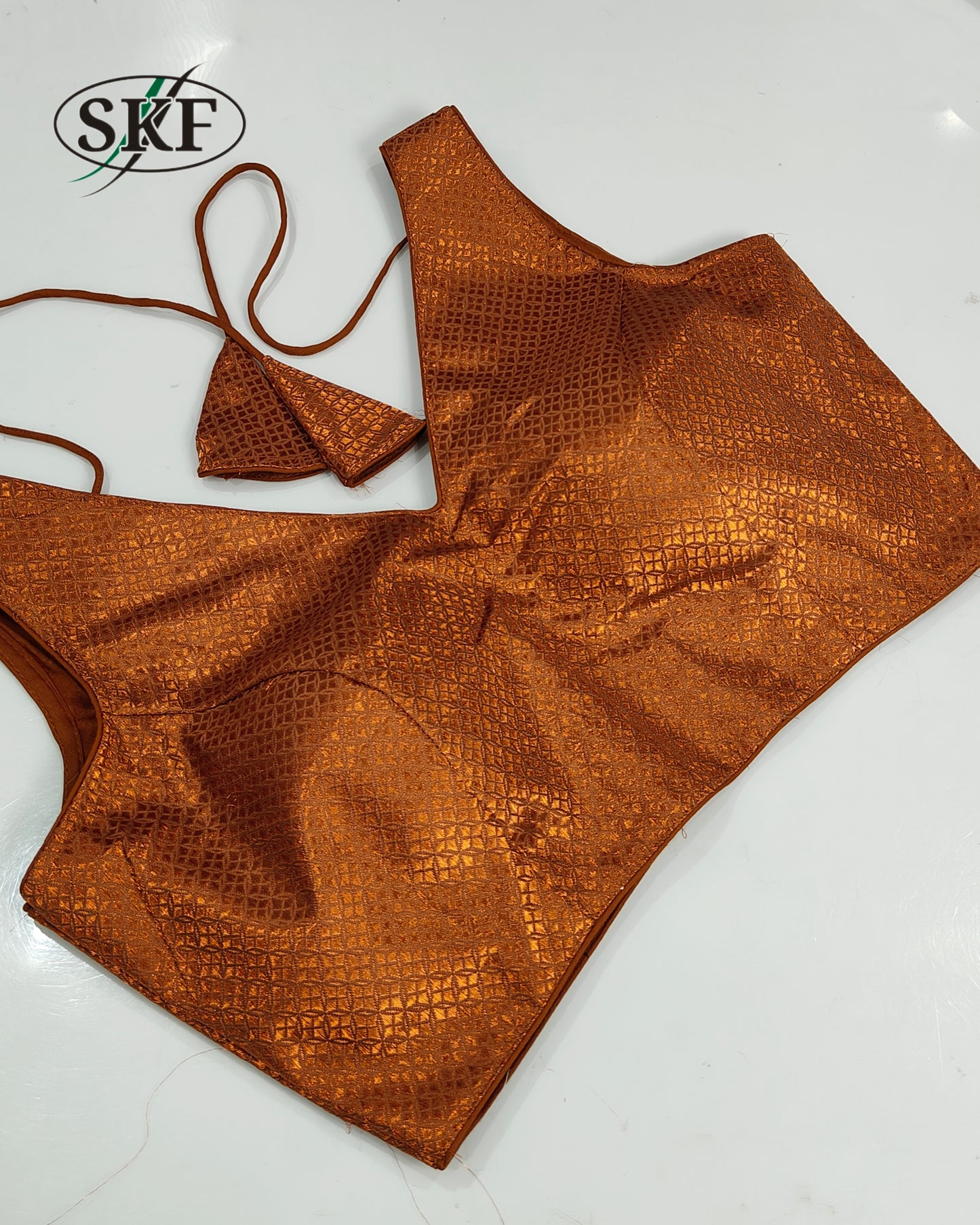 CASUAL JACCQUARD SILK BRONZE BLOUSE BY SKFBHOLUBHAI