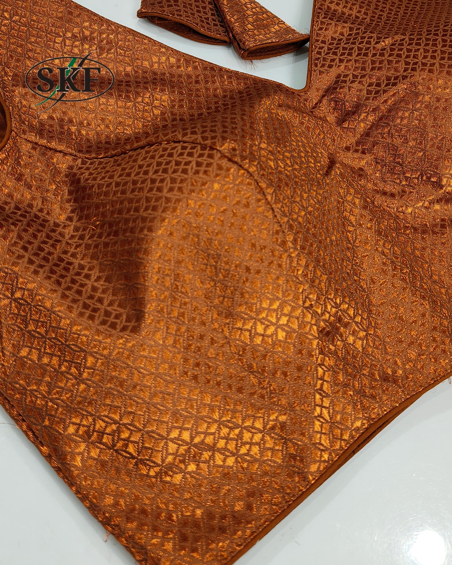 CASUAL JACCQUARD SILK BRONZE BLOUSE BY SKFBHOLUBHAI