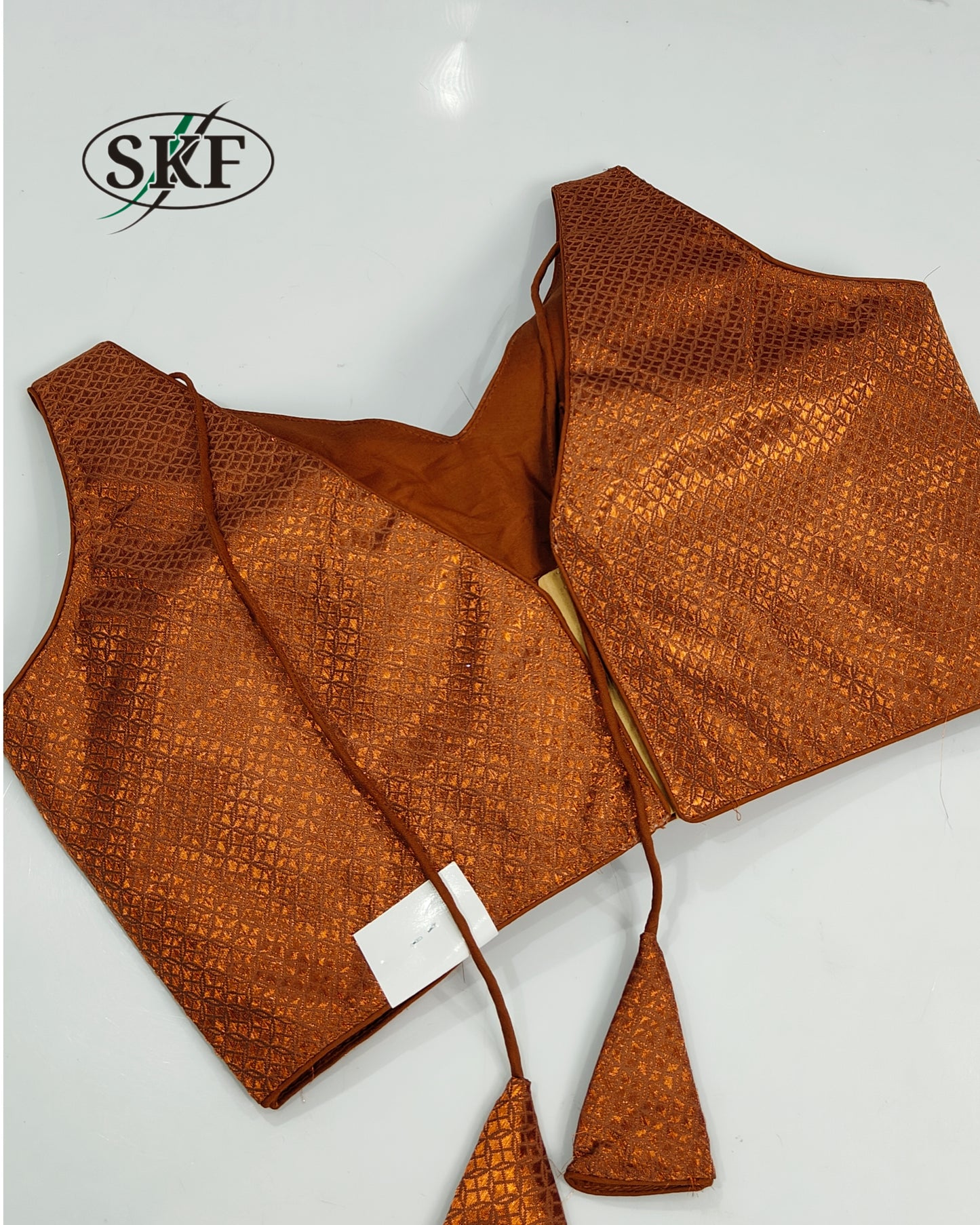CASUAL JACCQUARD SILK BRONZE BLOUSE BY SKFBHOLUBHAI