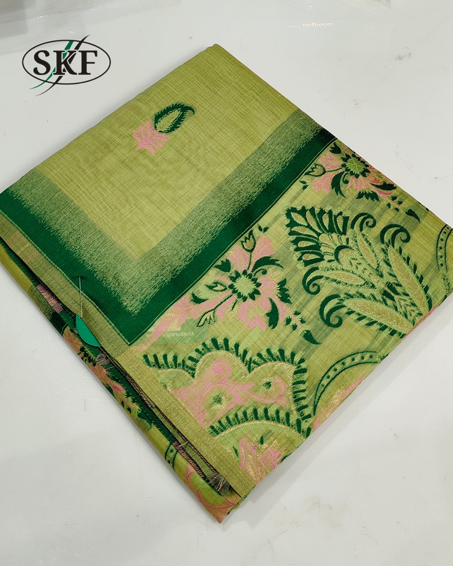 COTTON BLEND WEAVING FIROZI SAREE BY SKFBHOLUBHAI