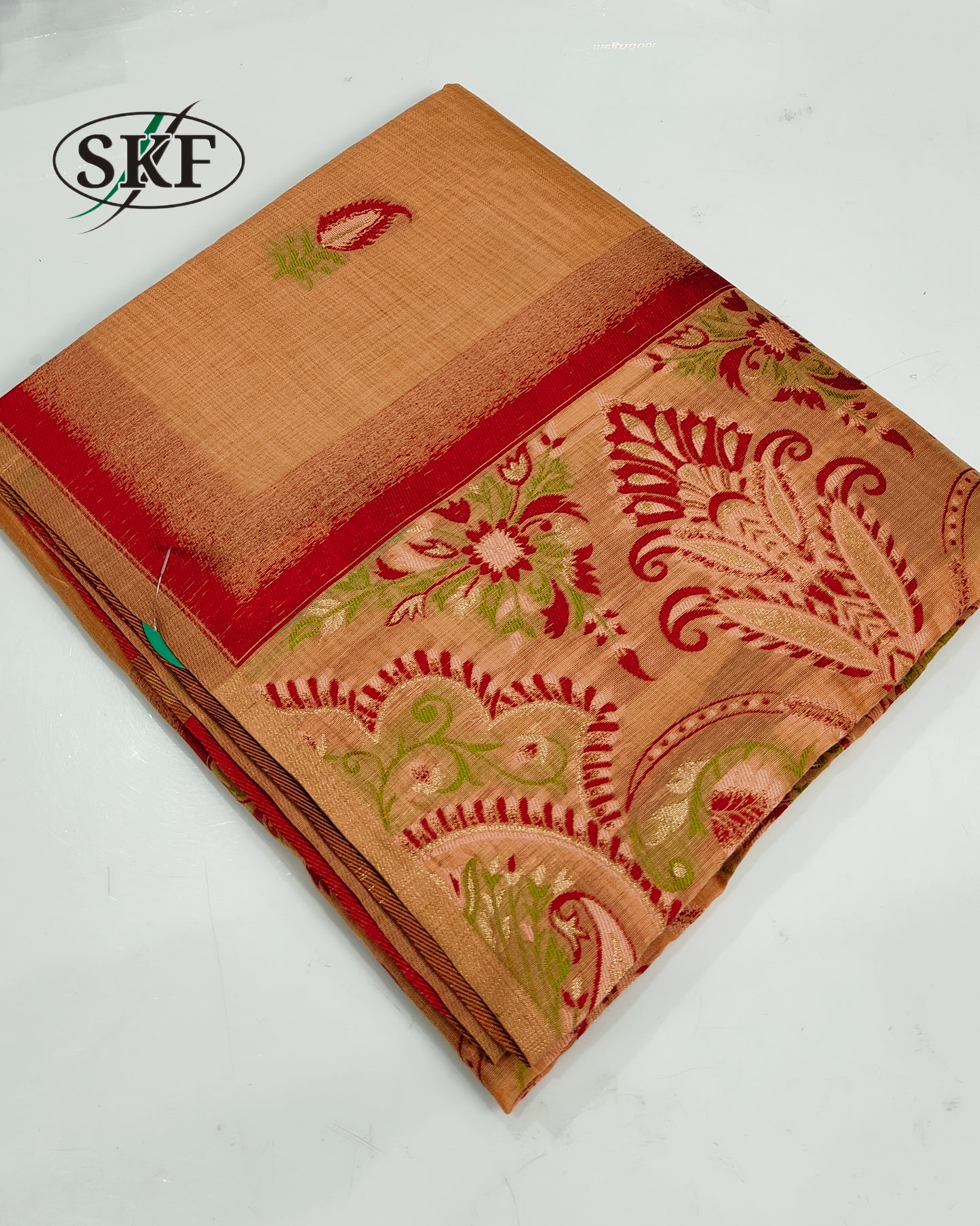 COTTON BLEND WEAVING FIROZI SAREE BY SKFBHOLUBHAI
