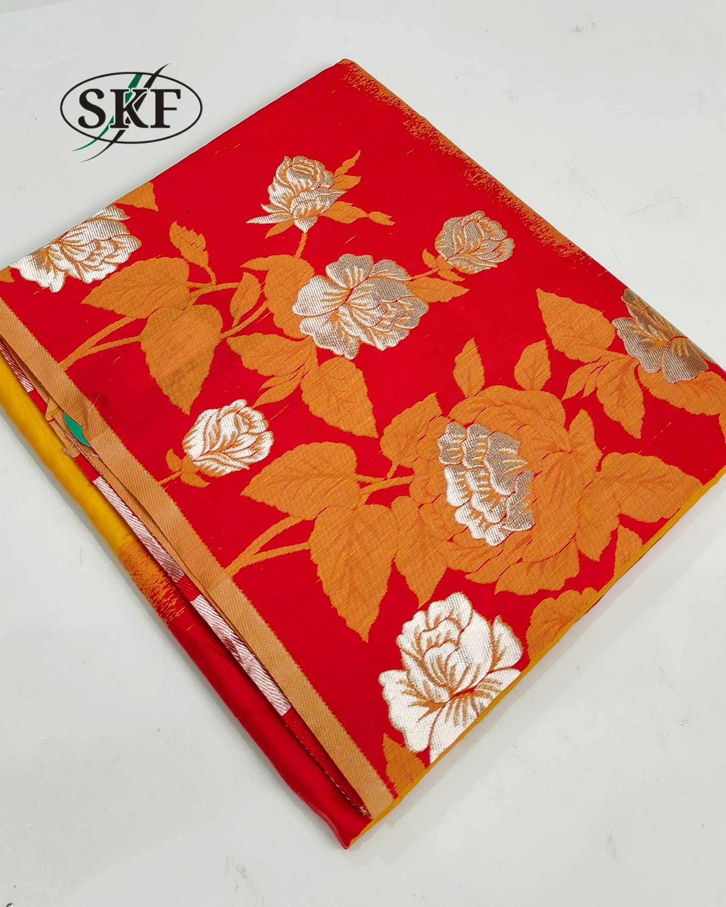 COTTON BLEND WEAVING RED PINK SAREE BY SKFBHOLUBHAI