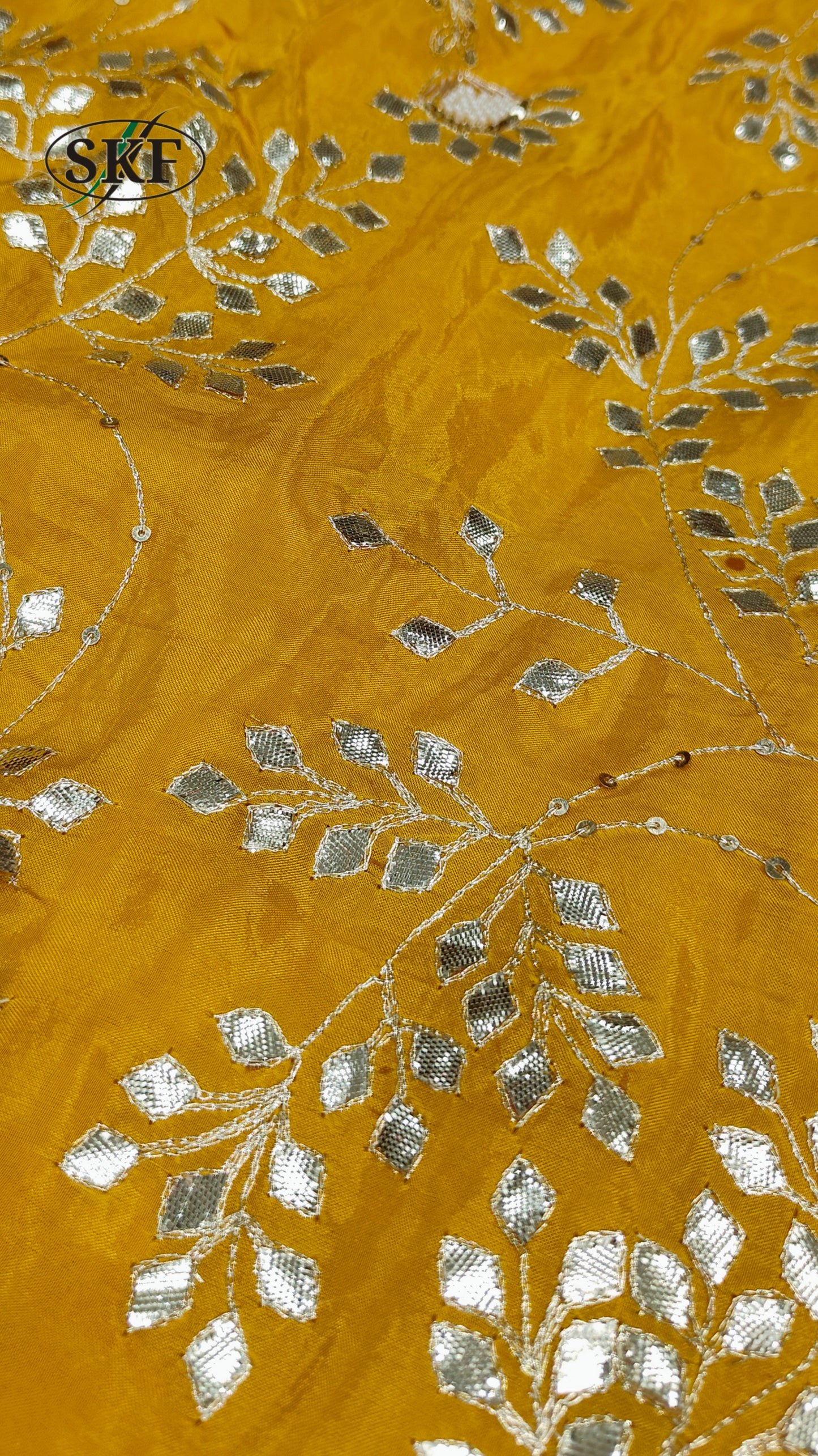 HO SILK GOTTA HAND PEARL WORK YELLOW SAREE BY SKFBHOLUBHAI