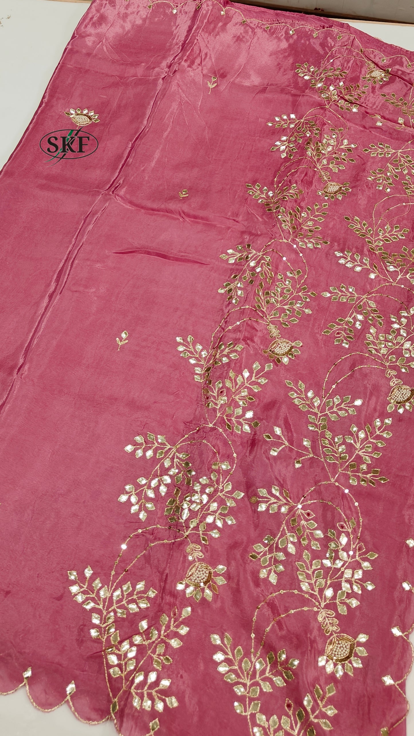 HO SILK GOTTA HAND PEARL WORK SAREE BY SKFBHOLUBHAI