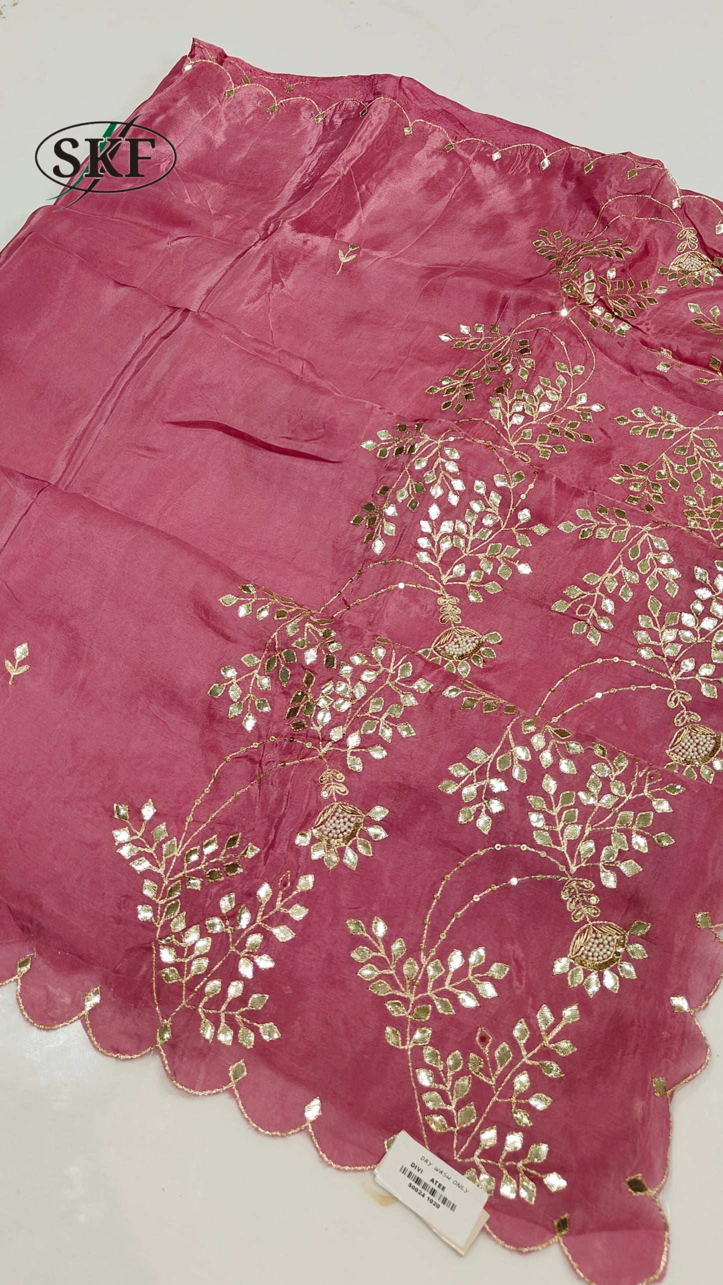 HO SILK GOTTA HAND PEARL WORK SAREE BY SKFBHOLUBHAI