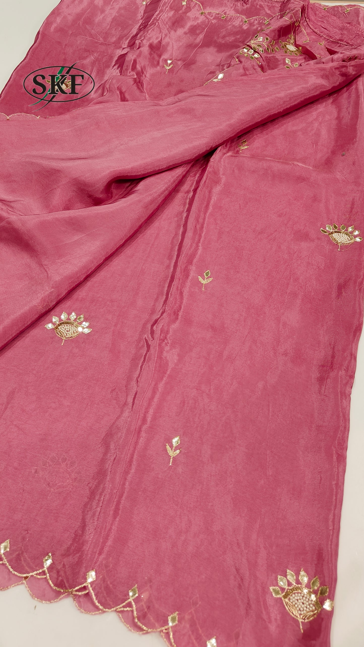 HO SILK GOTTA HAND PEARL WORK SAREE BY SKFBHOLUBHAI