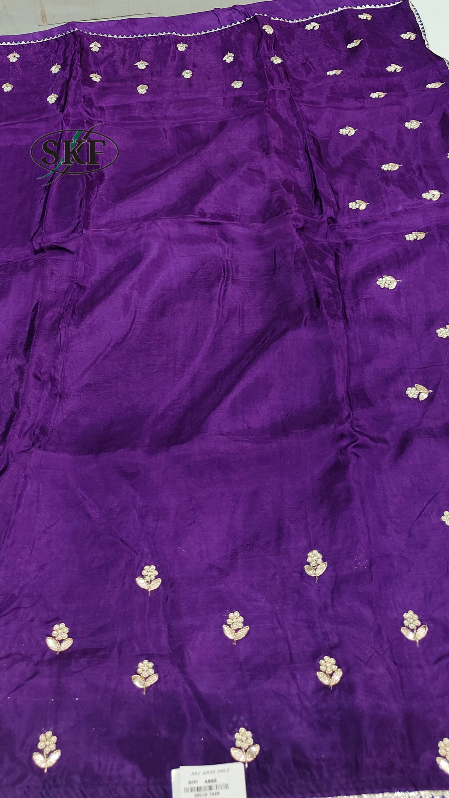 HO SILK GOTTA FLOWER HAND BUTTA BORDER WORK PURPLE SAREE BY SKFBHOLUBHAI