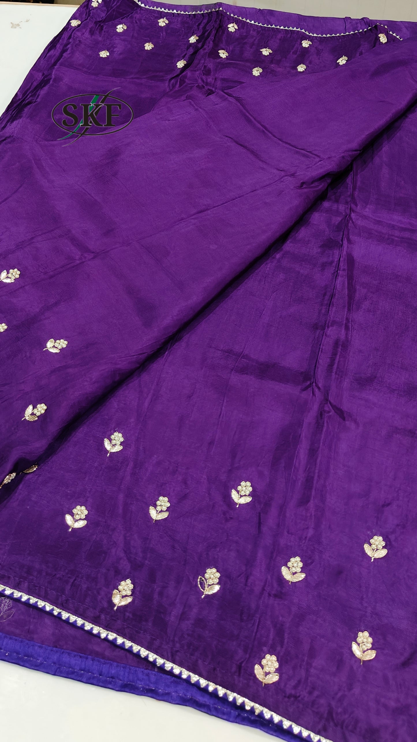 HO SILK GOTTA FLOWER HAND BUTTA BORDER WORK PURPLE SAREE BY SKFBHOLUBHAI