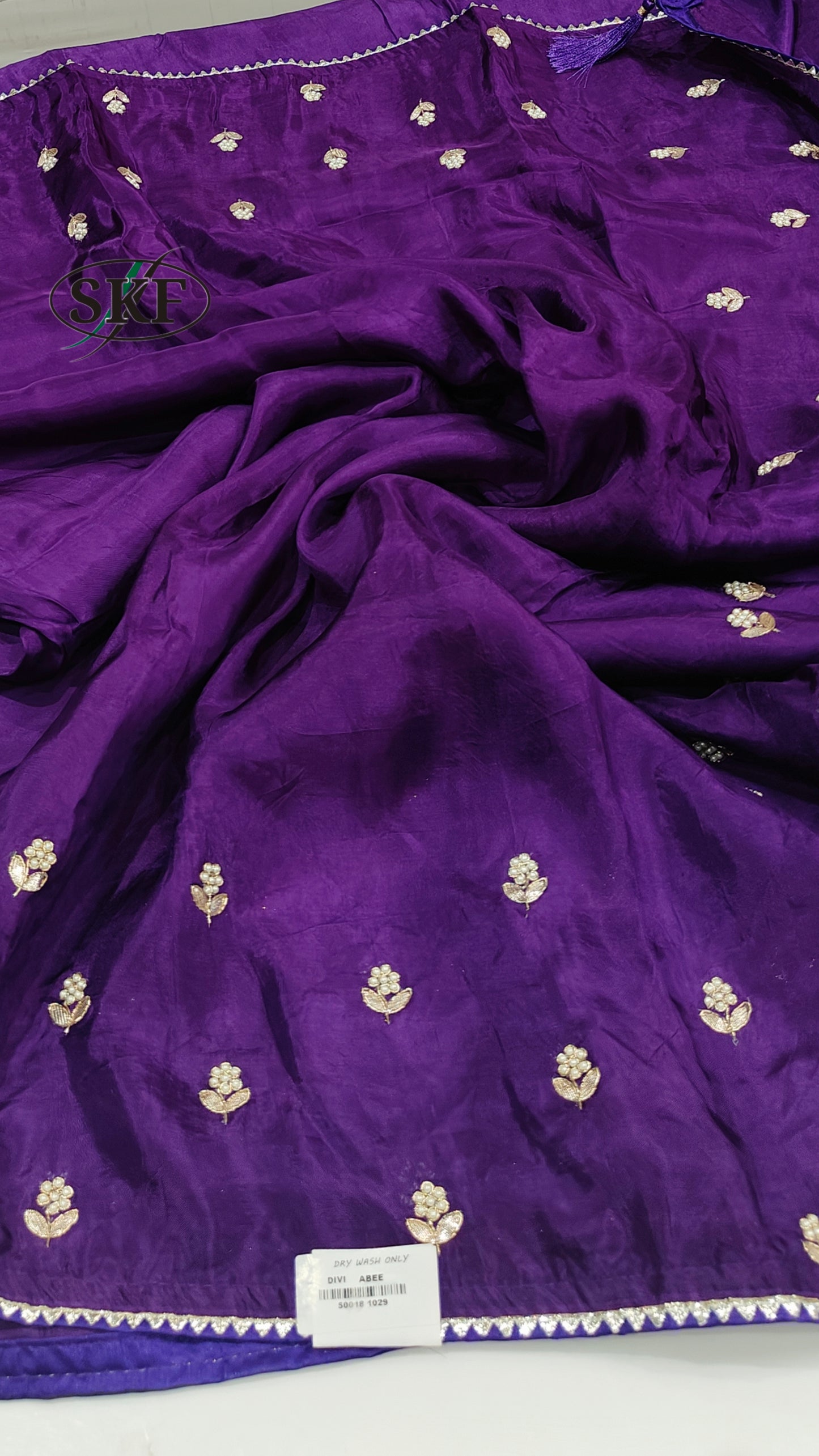 HO SILK GOTTA FLOWER HAND BUTTA BORDER WORK PURPLE SAREE BY SKFBHOLUBHAI