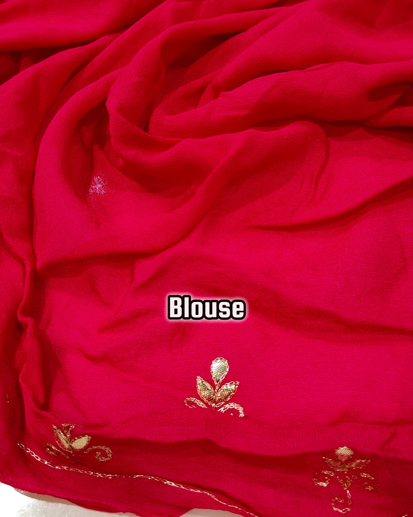PURE CHIFFON GOTTAPATTI AARI WORK RANI PINK SAREE BY SKFBHOLUBHAI