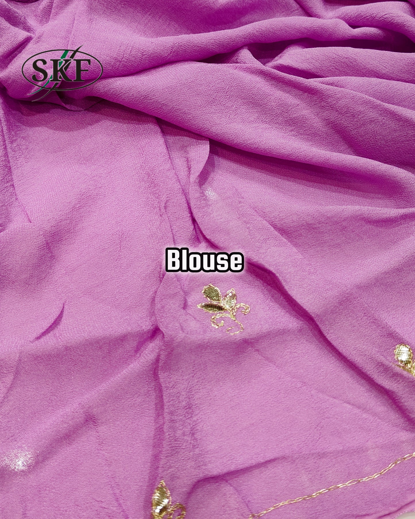PURE CHIFFON GOTTAPATTI AARI WORK LAVENDER SAREE BY SKFBHOLUBHAI