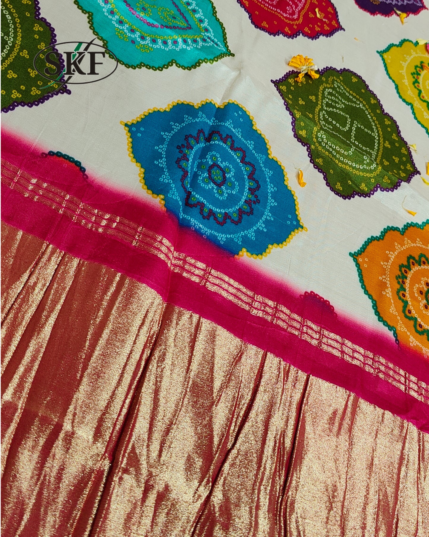 GAJJI SILK PACHRANGA DIGITAL MOTIF FLORAL JAAL PRINT MULTICOLOUR SAREE BY SKFBHOLUBHAI