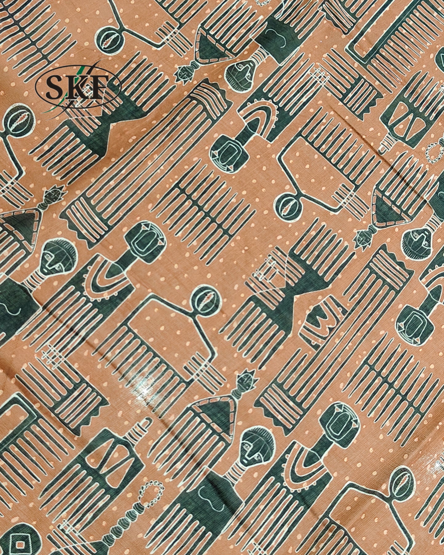 LINEN COTTON DIGITAL EYGPTIAN PRINT WEAVING BORDER WORK BROWN SAREE BY SKFBHOLUBHAI