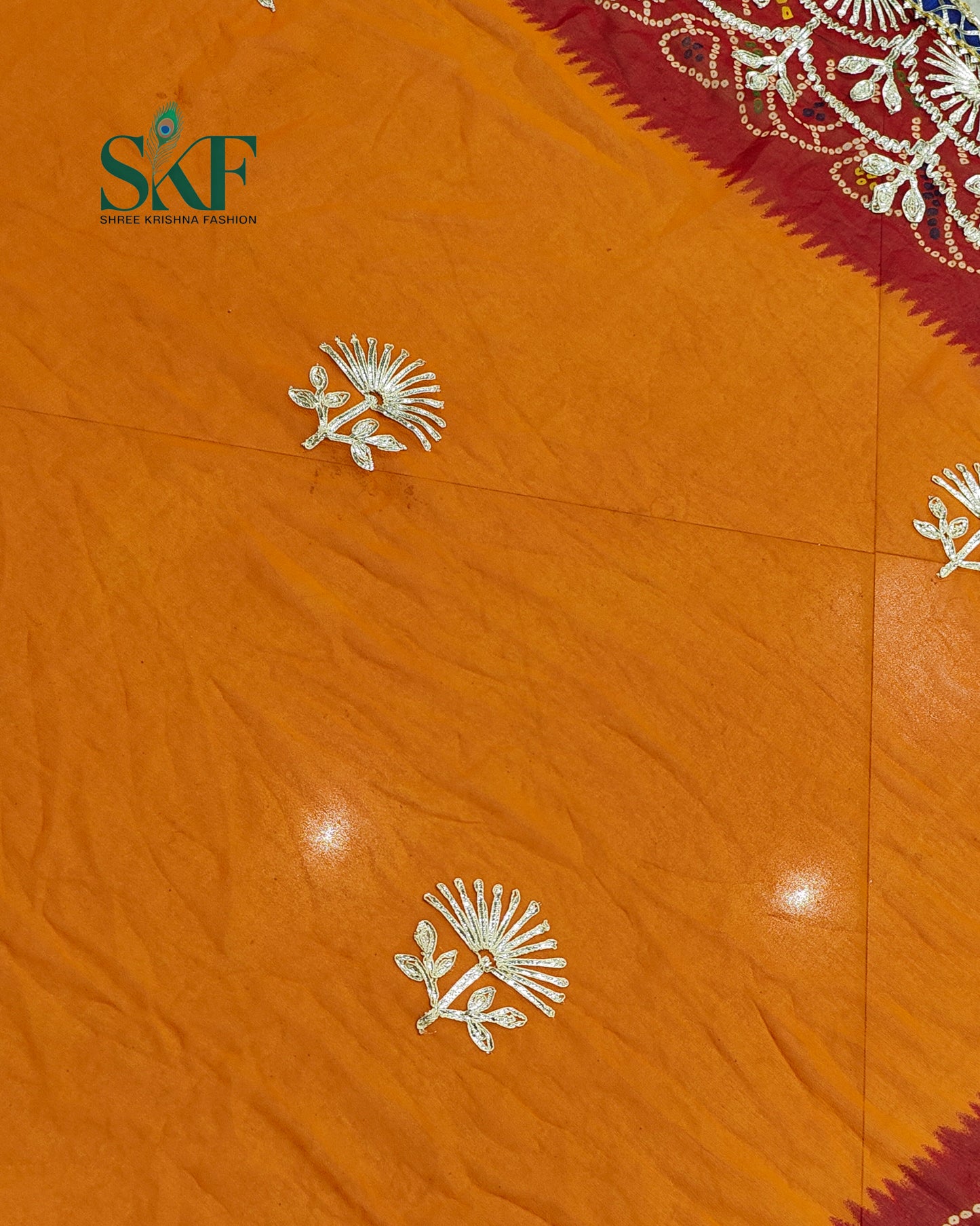 CHINON CREPE RAJASTHANI PILLA KACHA GOTTA WORK YELLOW MUSTURD SAREE BY SKFBHOLUBHAI (Copy)