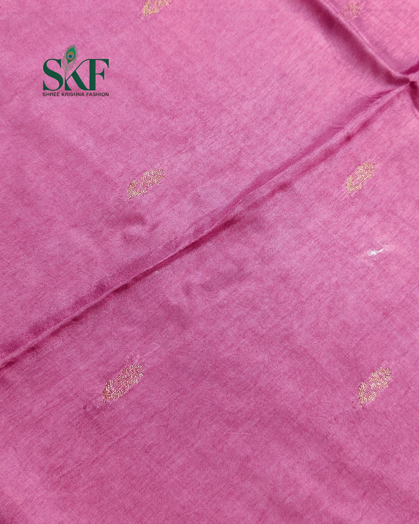 HO SILK PARROT BORDER ZARI BUTTY WEAVING WORK ONION PINK SAREE BY SKFBHOLUBHAI