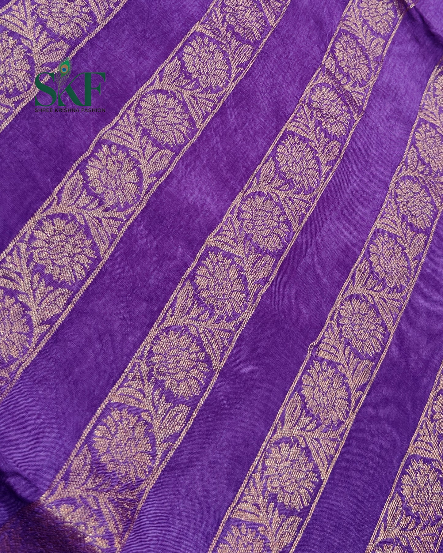 HO SILK PARROT BORDER ZARI BUTTY WEAVING WORK PURPLE SAREE BY SKFBHOLUBHAI