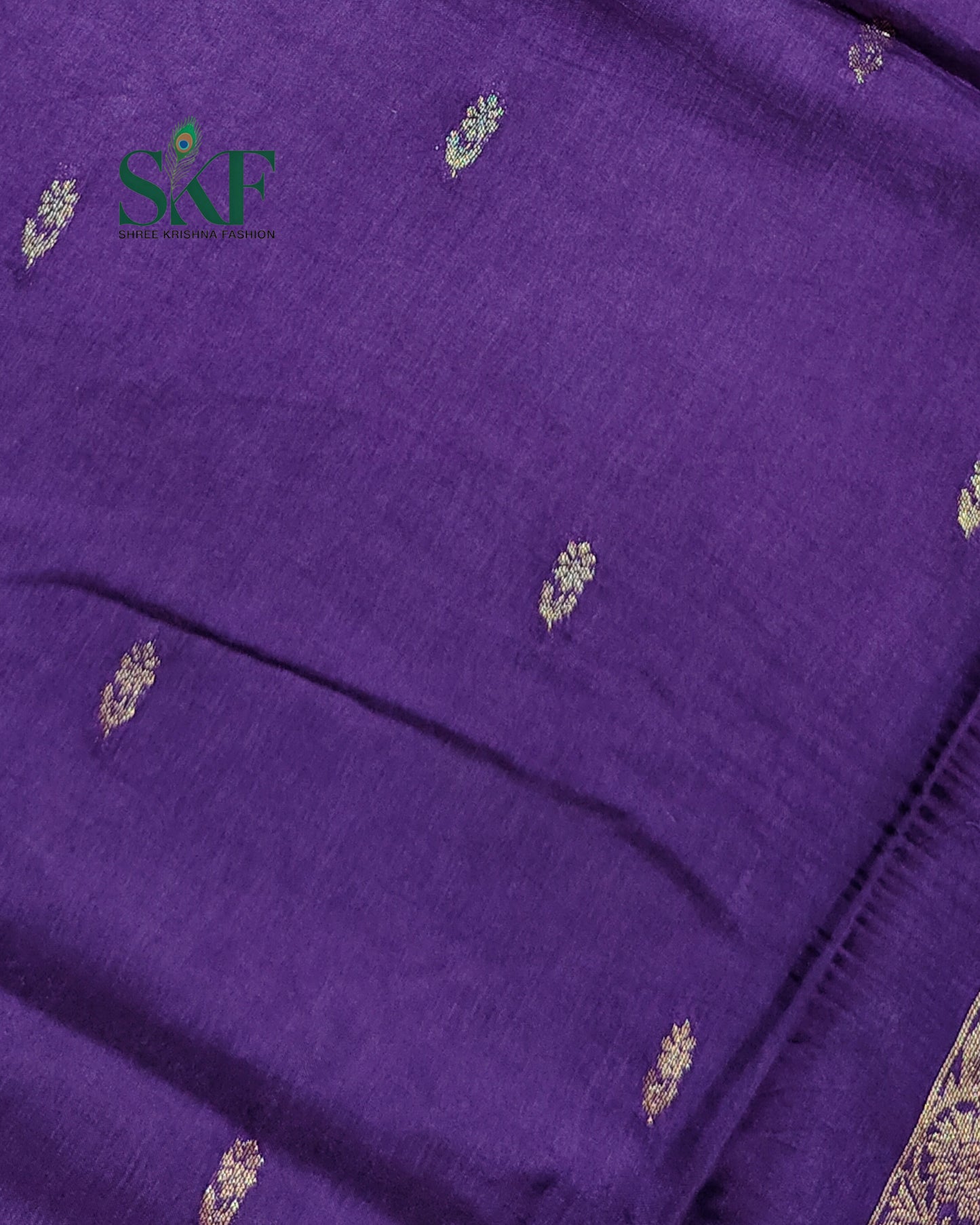 HO SILK PARROT BORDER ZARI BUTTY WEAVING WORK BRINJAL PURPLE SAREE BY SKFBHOLUBHAI