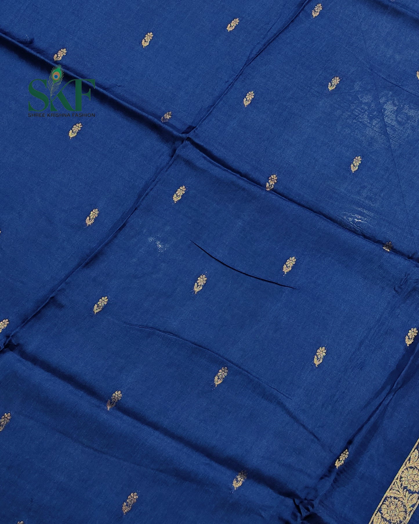 HO SILK PARROT BORDER ZARI BUTTY WEAVING WORK NAVY BLUE SAREE BY SKFBHOLUBHAI