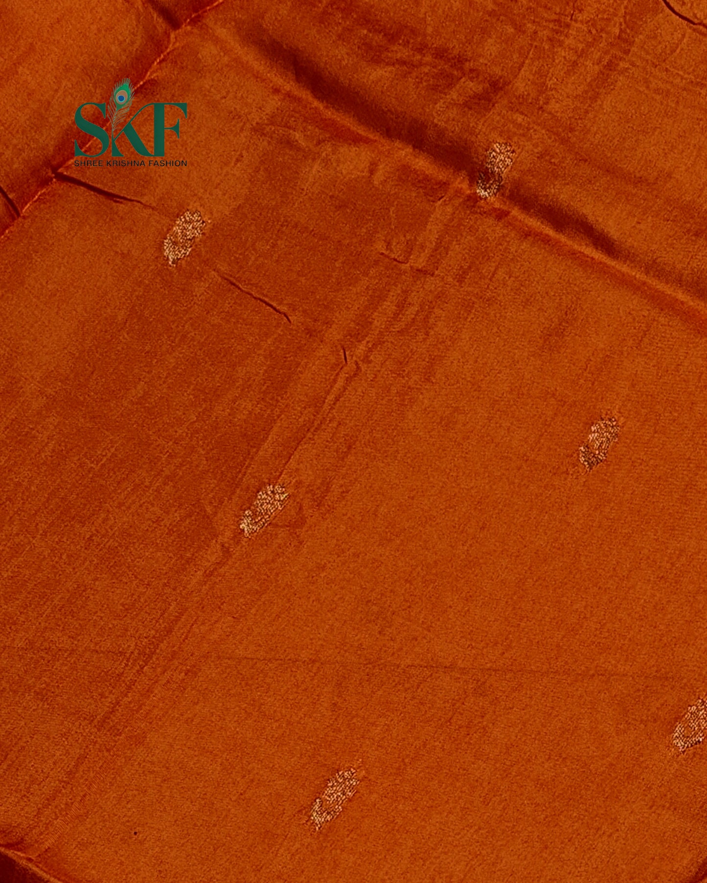 HO SILK PARROT BORDER ZARI BUTTY WEAVING WORK RUST ORANGE SAREE BY SKFBHOLUBHAI