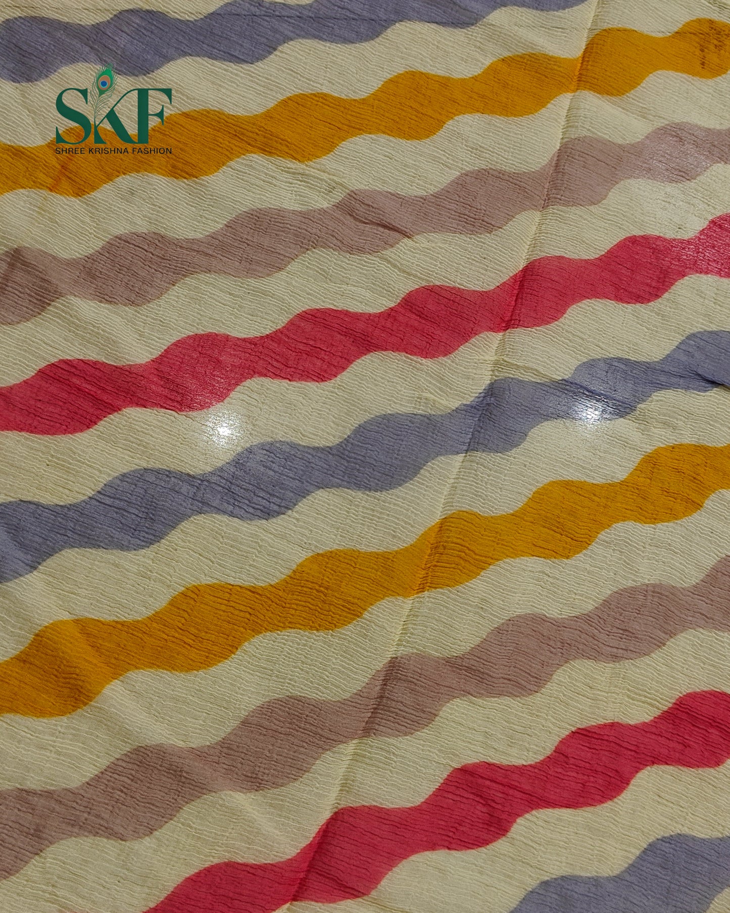 PURE CHIFFON LEHRIYA ZARI BORDER PINK SAREE BY SKFBHOLUBHAI