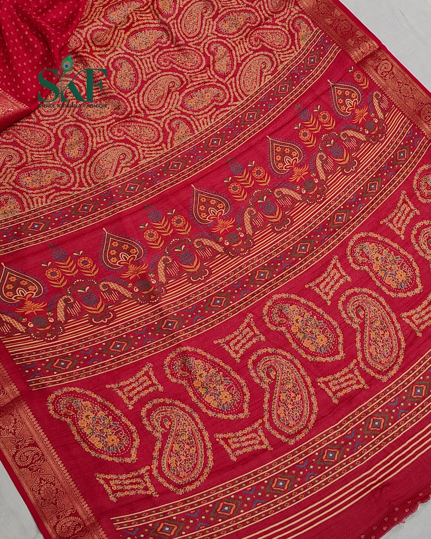 MARSHMELLO GEORGETTE DIGITAL PRINT DAILYWEAR RANI PINK SAREE BY SKFBHOLUBHAI