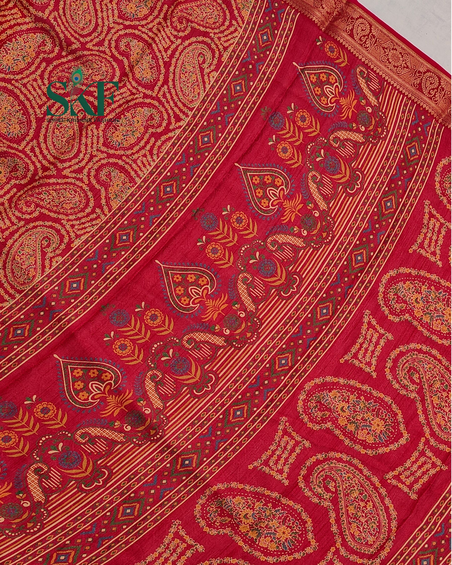 MARSHMELLO GEORGETTE DIGITAL PRINT DAILYWEAR RANI PINK SAREE BY SKFBHOLUBHAI