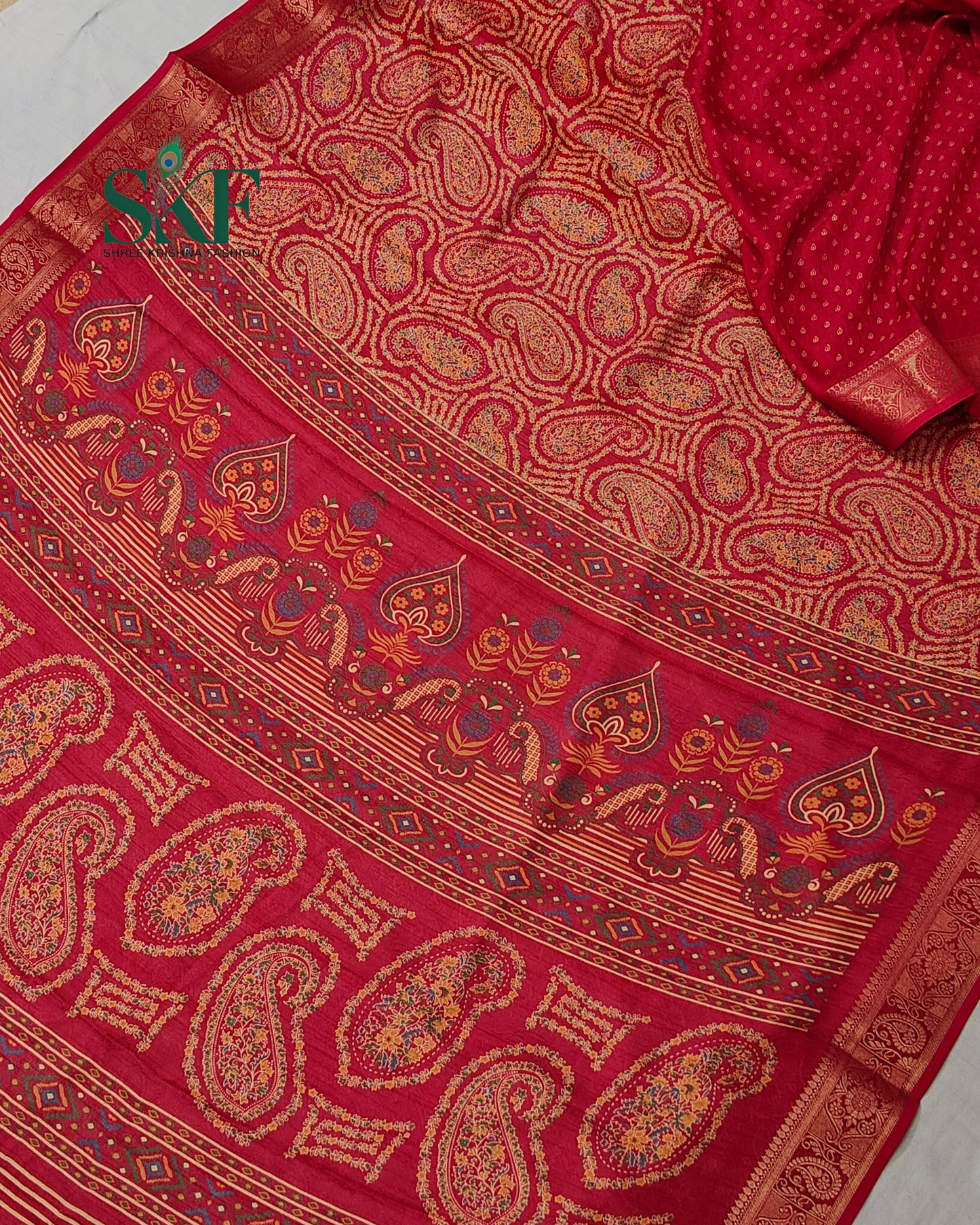 MARSHMELLO GEORGETTE DIGITAL PRINT DAILYWEAR RANI PINK SAREE BY SKFBHOLUBHAI
