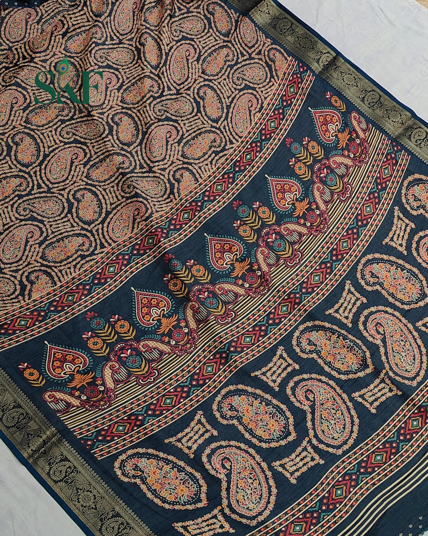 MARSHMELLO GEORGETTE DIGITAL PRINT DAILYWEAR NAVYBLUE SAREE BY SKFBHOLUBHAI
